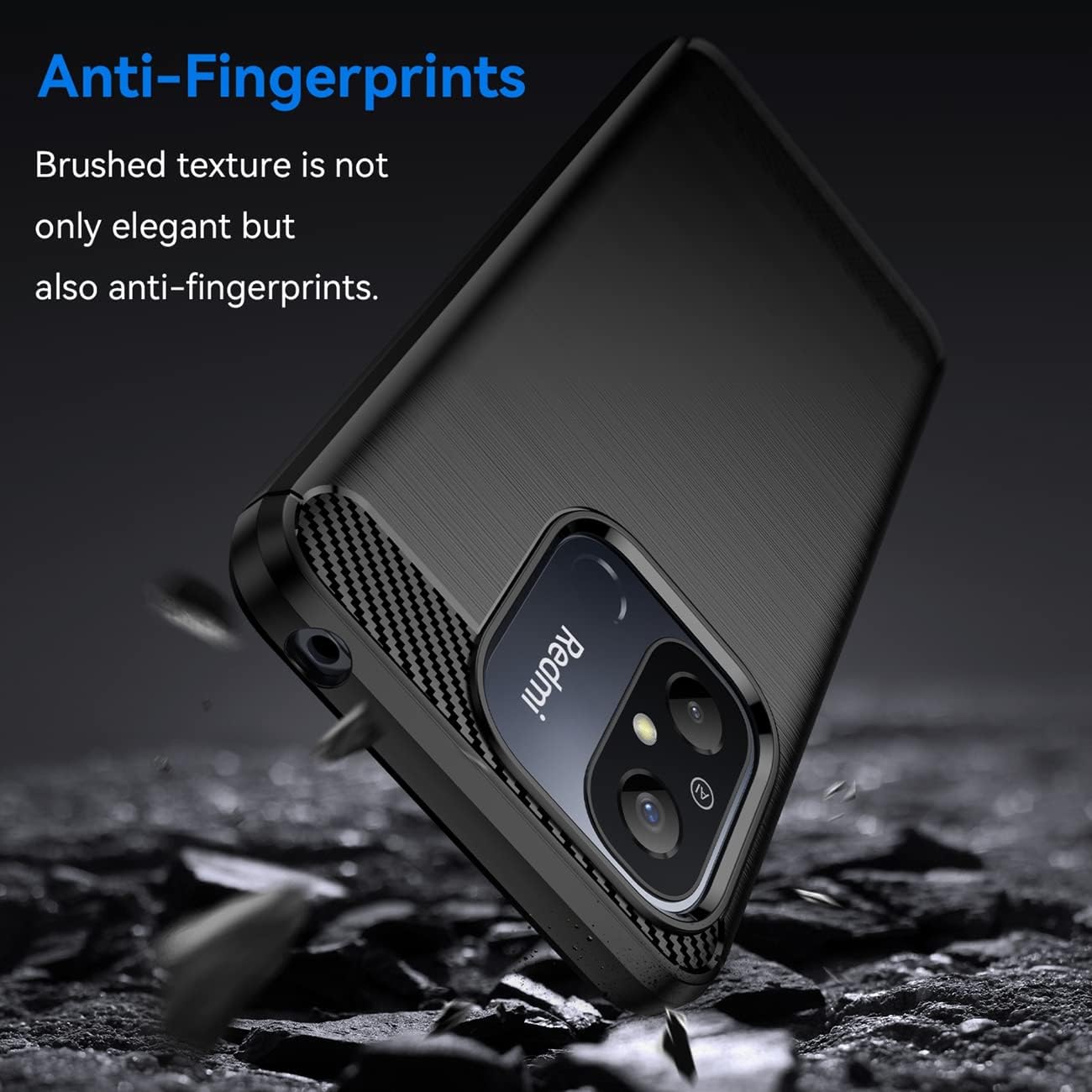 KOARWVC Funda de teléfono para Redmi 12C, Redmi 11APoco C55 22120RN86G Funda de fibra de carbono a prueba de golpes resistente resistente