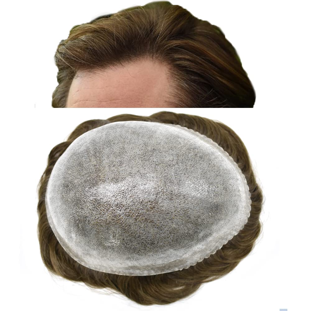 Toupee para hombres, pieza de cabello humano real, sistemas de reemplazo de cabello de polietileno completo, extensiones de pelo para hombre,