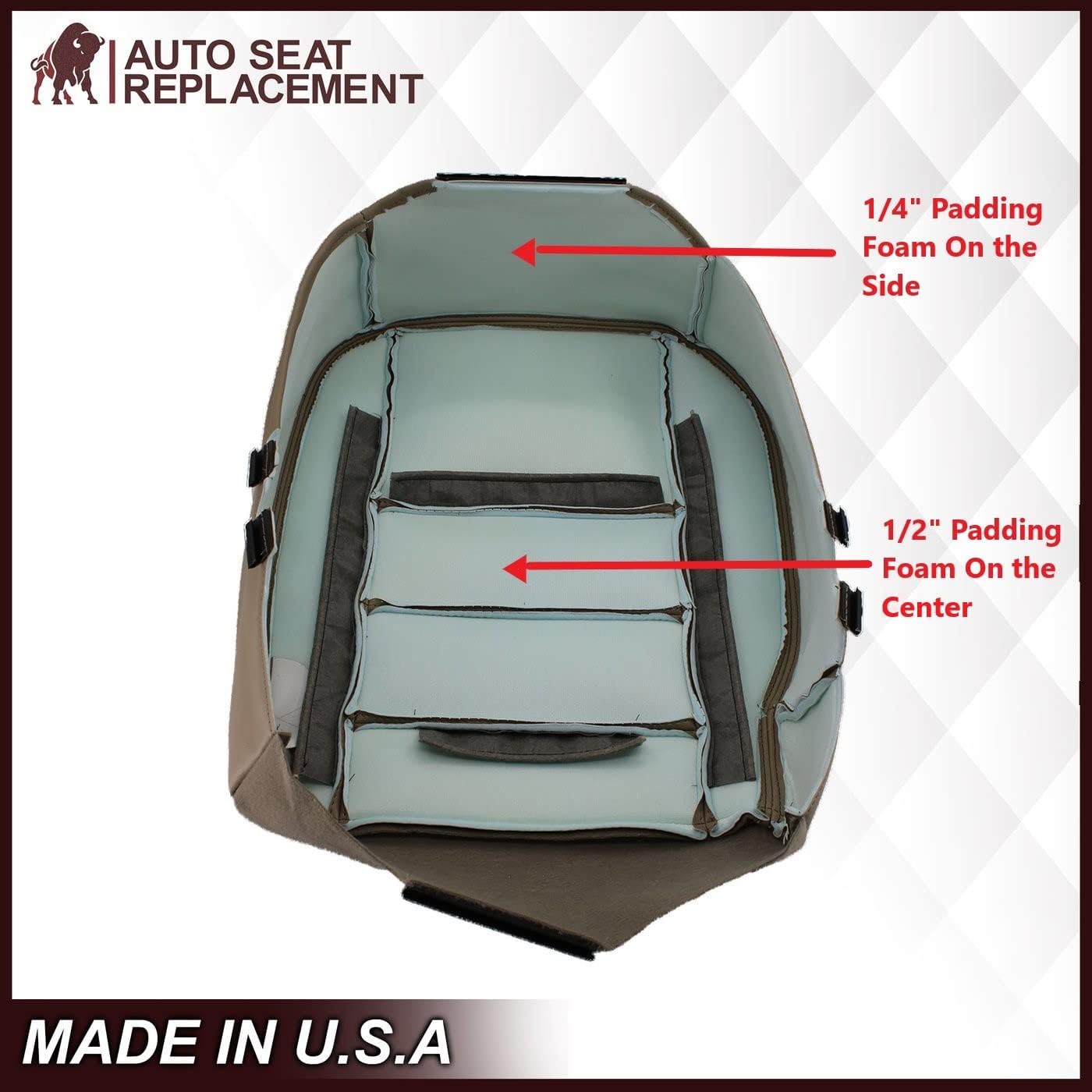 2002 2003 Ford F250 F350 Lariat Crew Cab Funda de asiento de cuero genuino de repuesto, con insertos perforados (parte inferior del pasajero, marrón