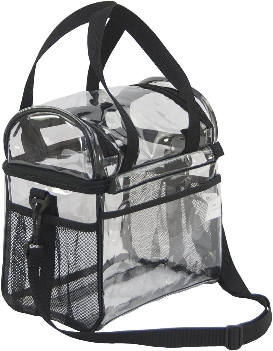 Bolsa de almuerzo transparente, aprobada por estadios, resistente, grande, reutilizable, material de PVC