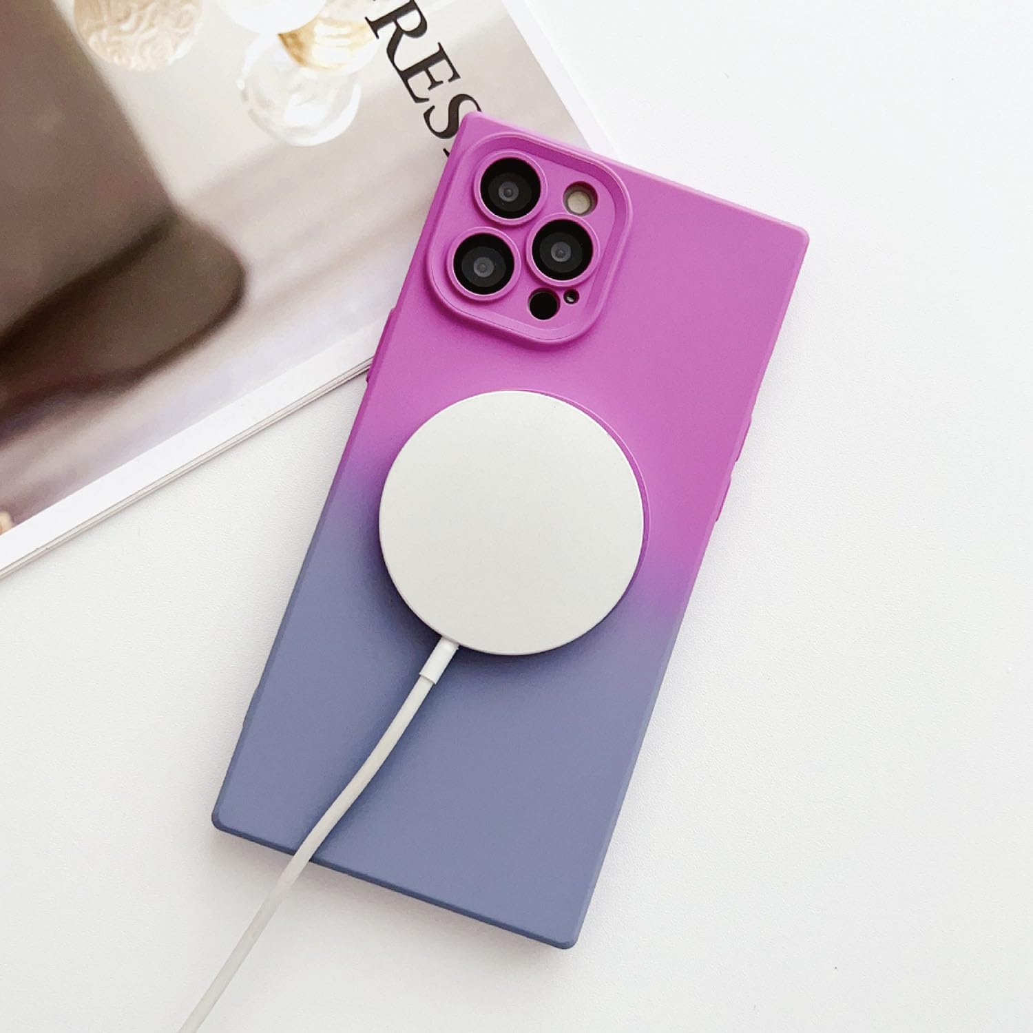 Yepda Funda cuadrada para iPhone 14 Pro, compatible con MagSafe, protector completo de lente de cámara, funda multicolor de lujo para mujeres y