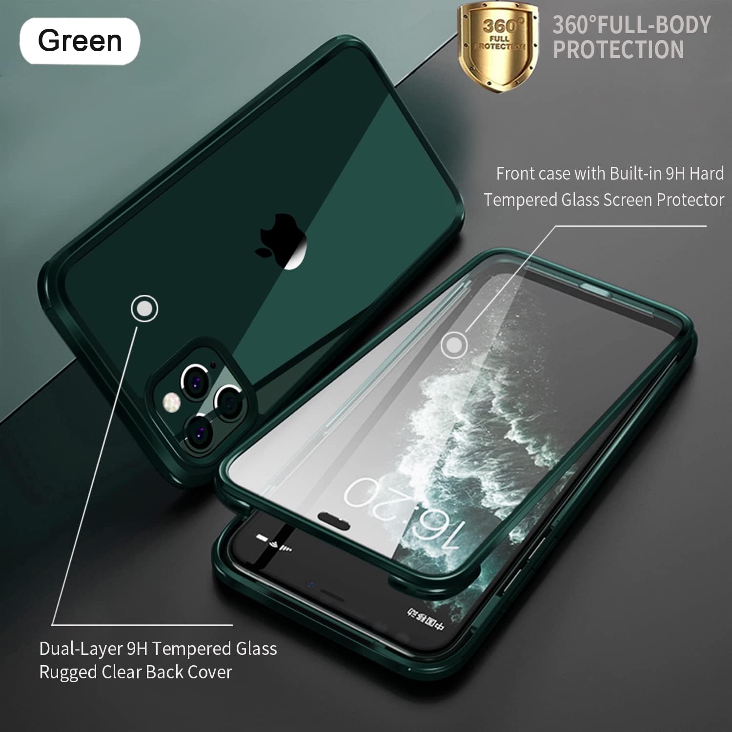 UBUNU Funda para iPhone 14 Pro Max 6.7 pulgadas, nueva funda protectora de doble capa de cuerpo completo transparente con protector de pantalla