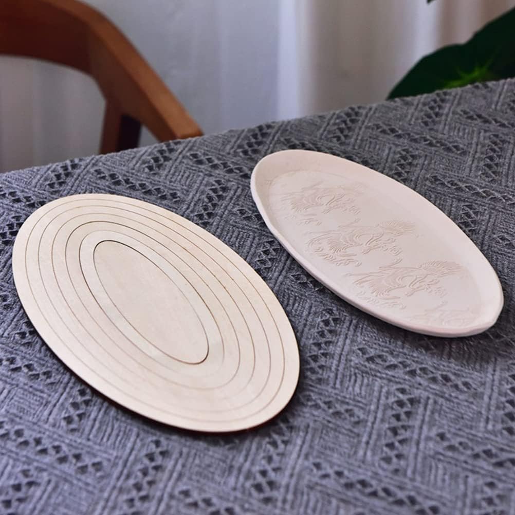 Moldes ovalados de cerámica para formar moldes de cerámica de madera con geometría concéntrica para pistas de barro, herramientas de cerámica, placa