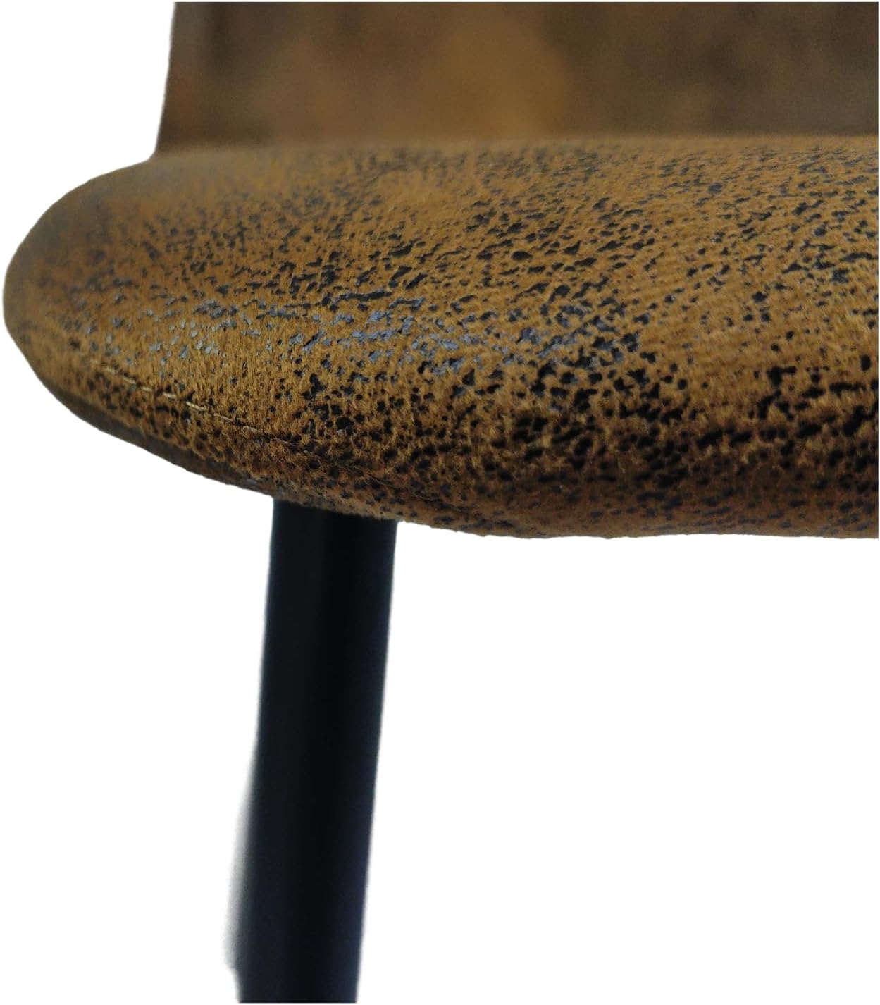 Juego de 4 sillas de comedor con forma de cuchara sin brazos con asiento de cojín de tela de gamuza y patas de metal negro para comedor y cocina,