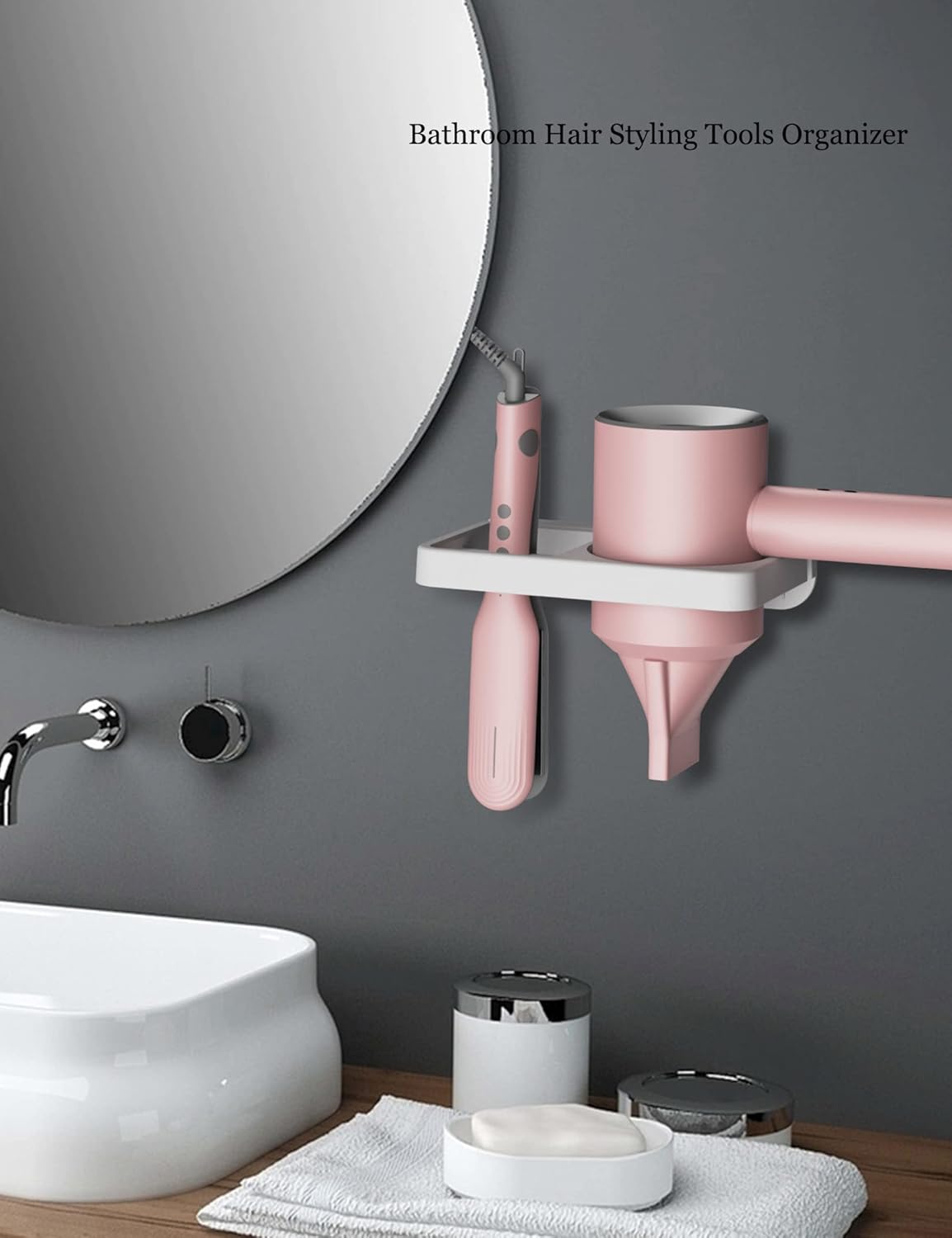 Soporte de pared para secador de pelo, compatible con soporte de hierro plano, soporte de pared para almacenamiento de herramientas de cabello,