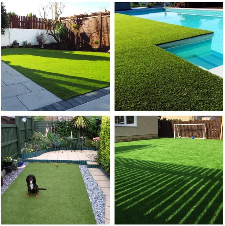 Cestavie Alfombra de césped artificial, 14 x 17 pies, para interiores y exteriores, césped falso para perros, respaldo de goma con drenaje, fácil de
