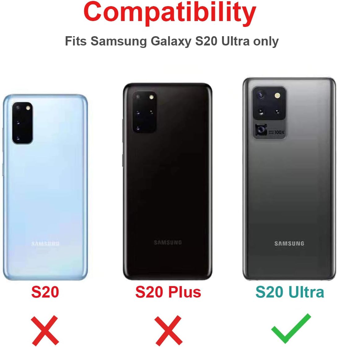 Funda para Samsung S20 Ultra, Galaxy S20 Ultra, funda tipo cartera de piel sintética Fingic con 2 ranuras para identificación y tarjetas de crédito,