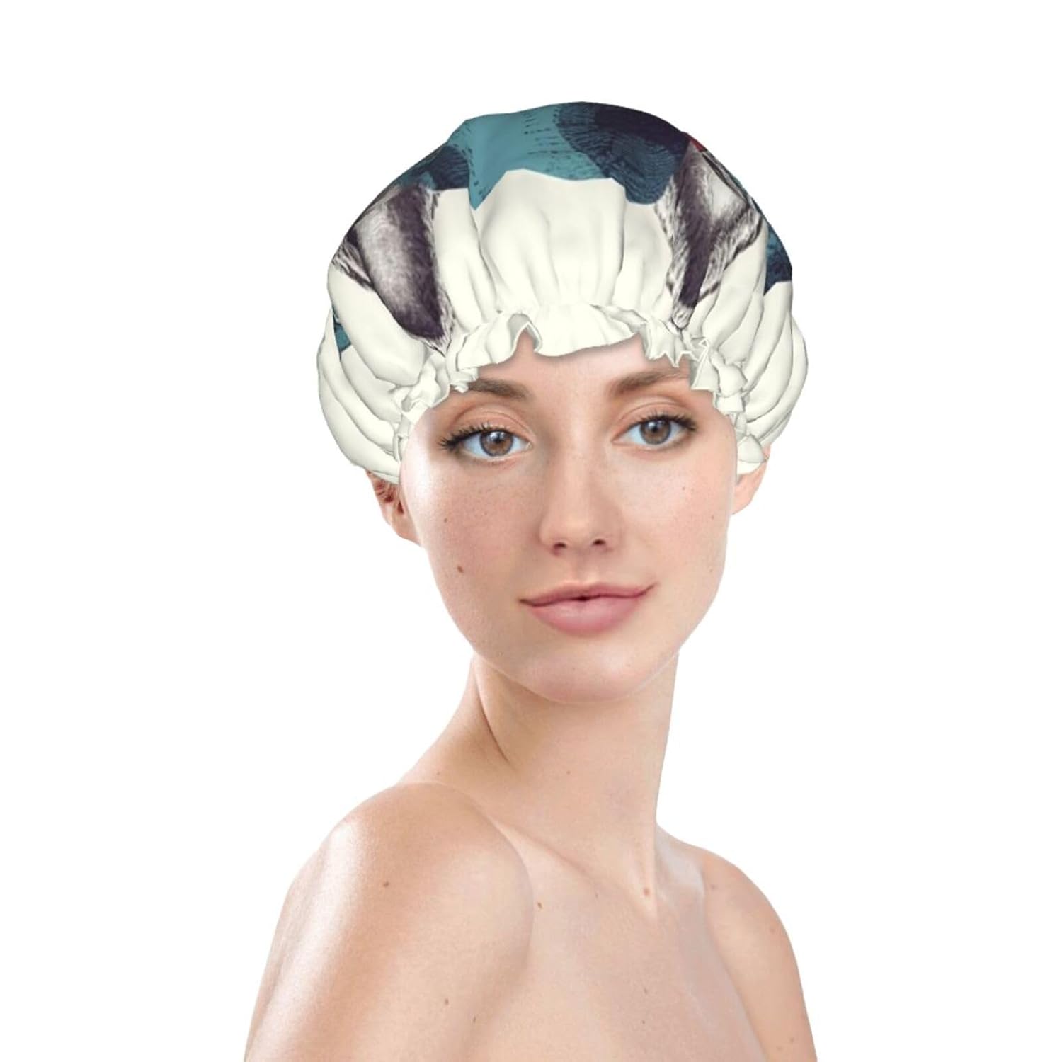 Gorro de ducha reutilizable para mujer, de pelo largo, doble capa, impermeable, para chihuahua, sombrero de ducha elástico, protector de pelo para