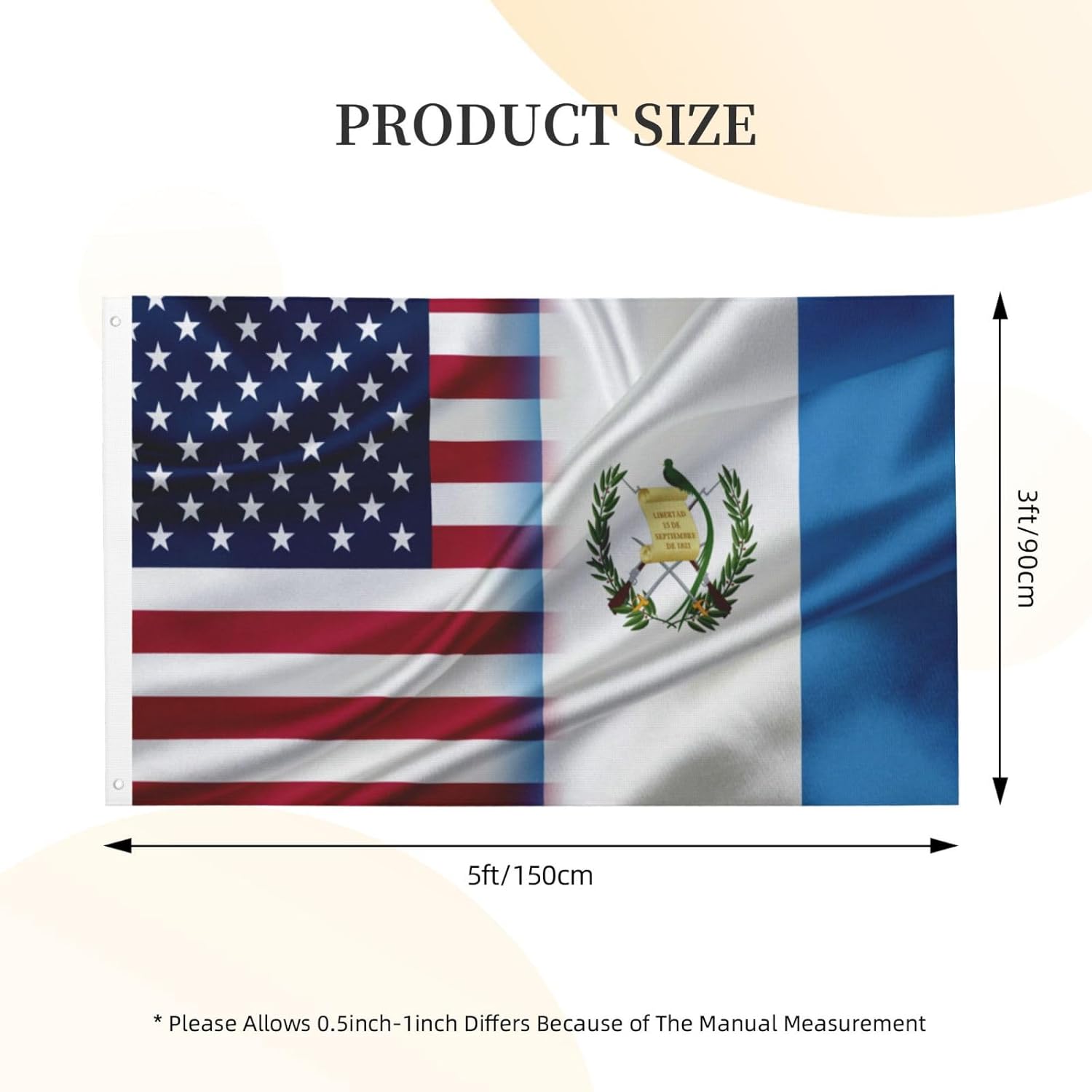 Bandera de Guatemala América, 3 x 5 pies, decoración de doble cara para exteriores