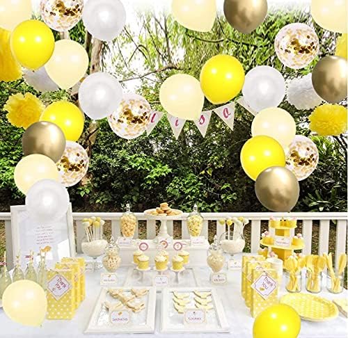 Desde 100 piezas de guirnaldas de globo amarillo kit blanco metálico dorado látex Globos para boda fiesta de verano niños decoraciones de cumpleaños