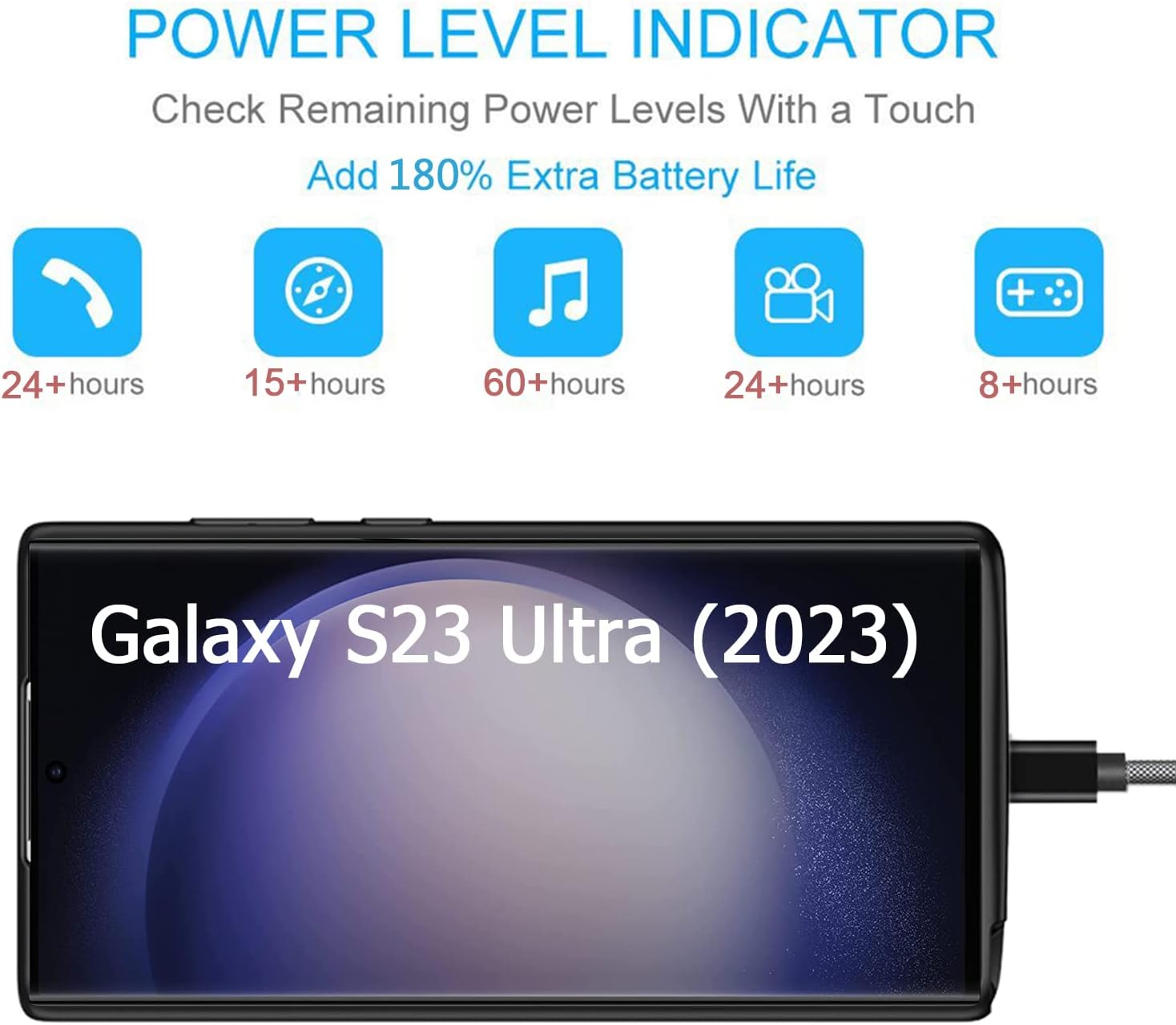 Battery Case for Galaxy S23 Ultra, Newest 4800mAh Slim Portable Protective Charging Case Compatible with Samsung Galaxy S23 Ultra 5G 6.8″ (2023)