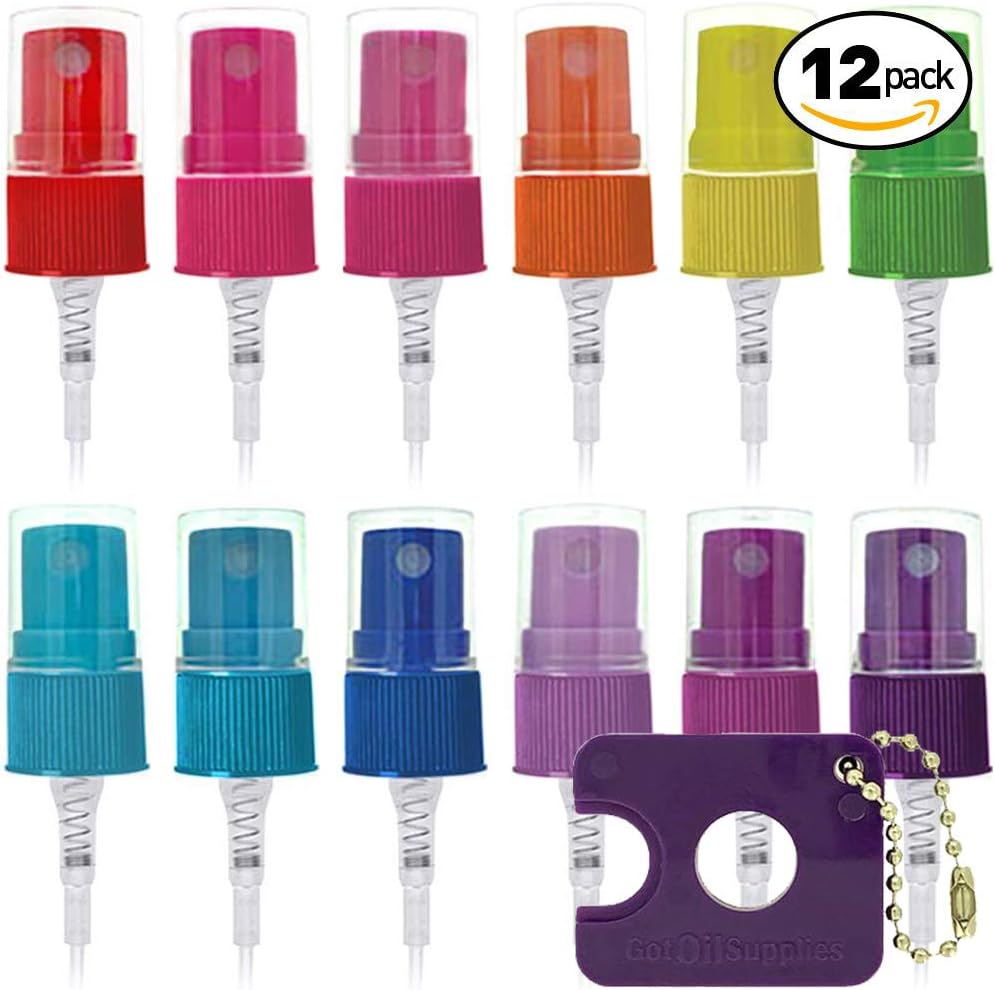 Tapas de spray de aceite esencial para botellas de 5, 10, 15 a 3.4 fl oz. Reduzca, reutiliza y recicla tus recipientes y botellas de EO vacíos con