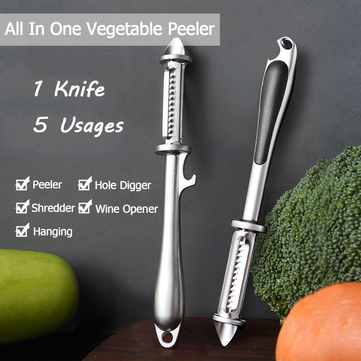Pelador de verduras todo en uno, pelador de verduras y frutas 3 y 1, cortador de verduras todo en uno, pelador multifuncional de frutas y verduras,