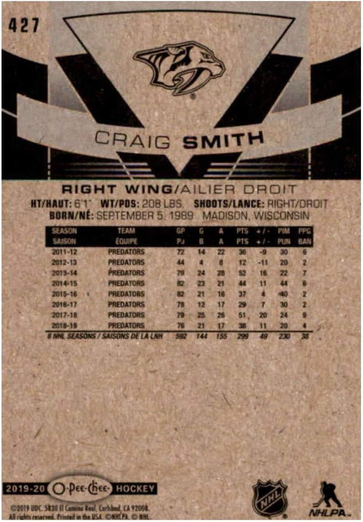 2019-20 O-Pee-Chee #427 Craig Smith Nashville Predators NHL Hockey Trading Card