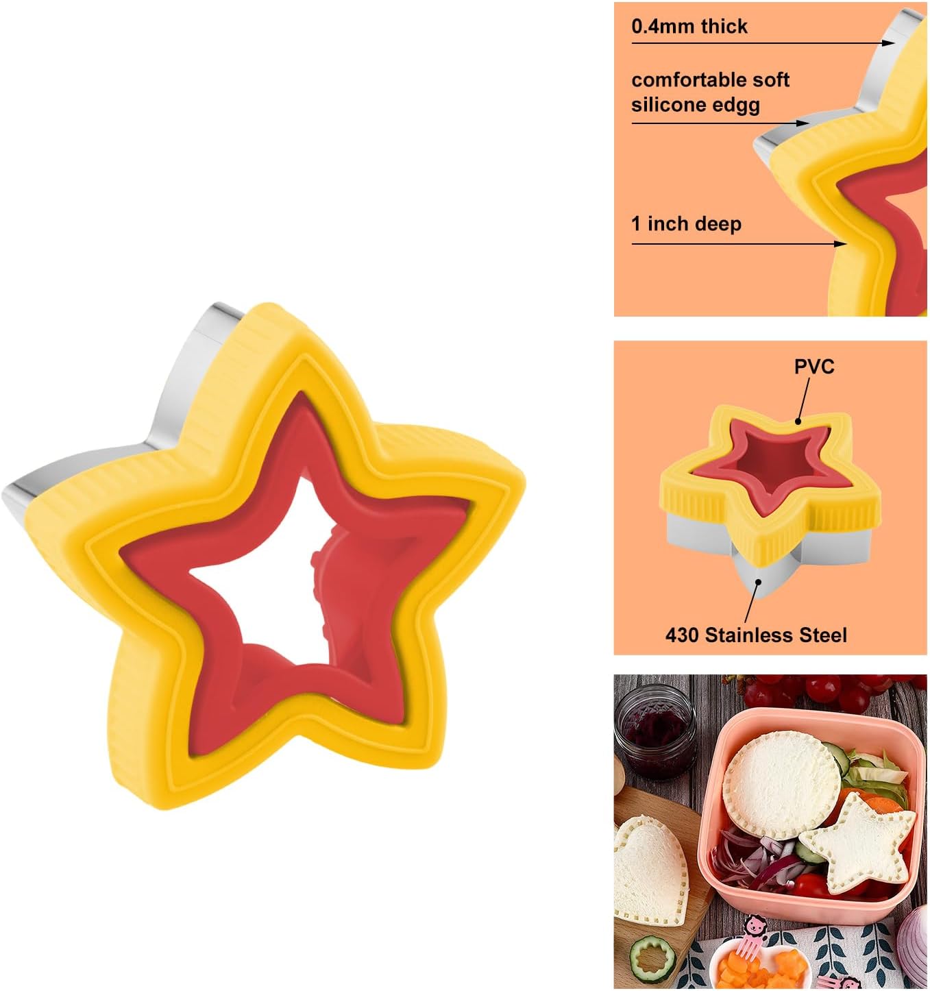 FASAKA Juego de 25 cortadores de sándwich, máquina para hacer panqueques grandes con forma de corazón, cuadrado, círculo, dinosaurio, divertido y