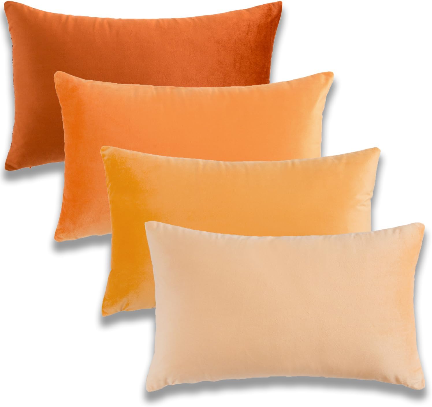 Juego de 4 fundas de almohada cuadradas suaves de terciopelo naranja otoñal, fundas de cojín cuadradas suaves para sofá, dormitorio y automóvil,