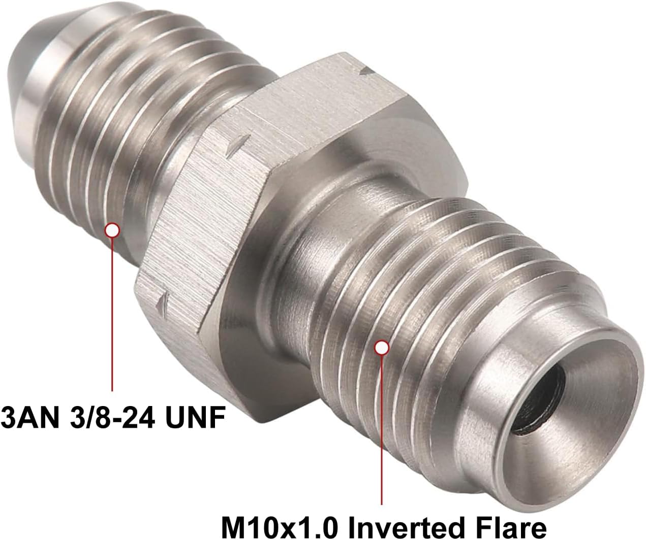 3AN macho a M10x1.0 Métrico Invertido Flare Acero Invertido Llamarada Adaptador de cilindro maestro de freno