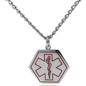 Collar con colgante de acero inoxidable con identificación de alerta médica de marcapasos con cadena de 26 pulgadas, Acero inoxidable Collar con colgante de acero inoxidable con identificación de alerta médica de marcapasos con cadena de 26 pulgadas, Acero inoxidable