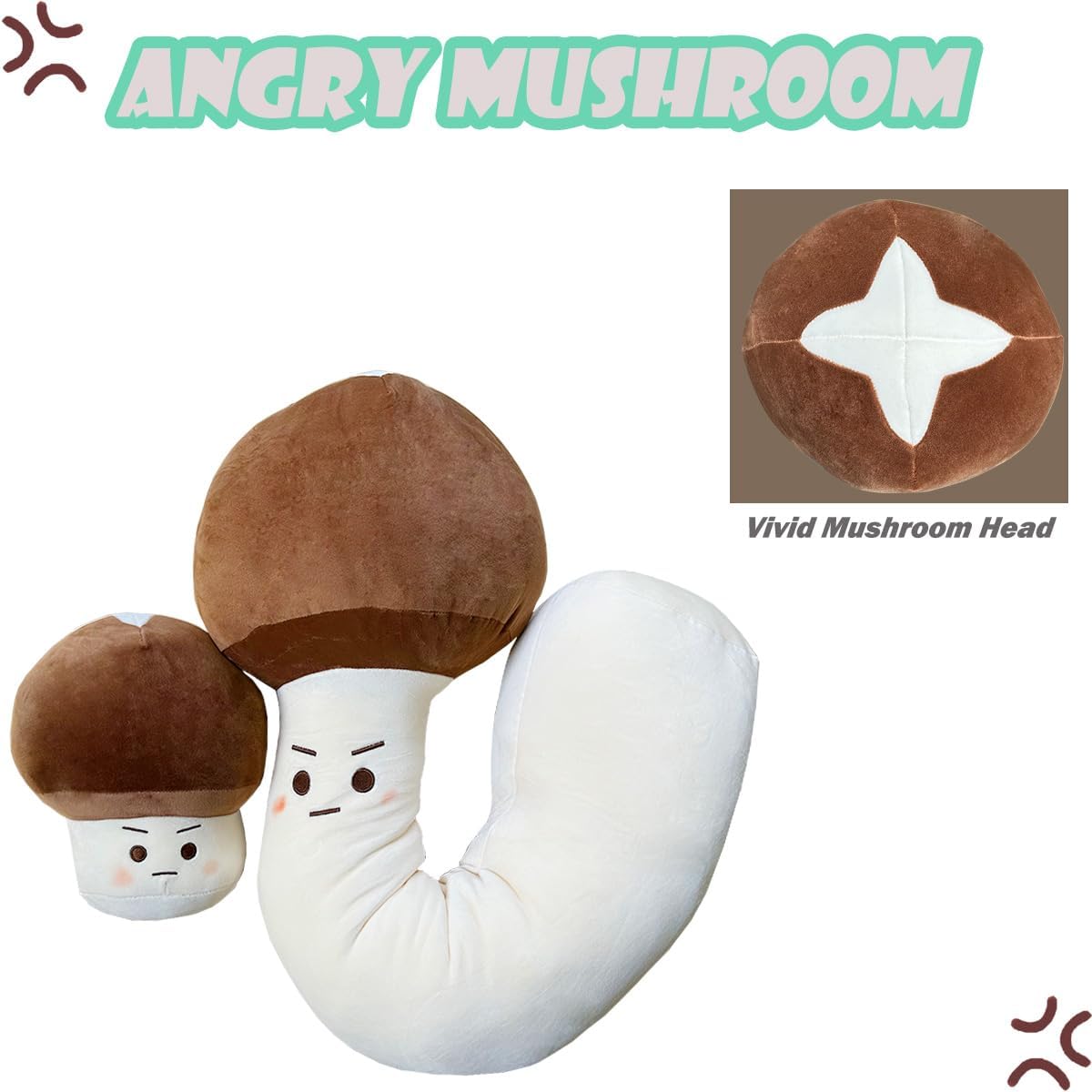 Hofun4U Almohada de felpa de hongo, felpa de seta sonriente, almohada de felpa para sofá cama o automóvil, decoración del hogar, cumpleaños de niños