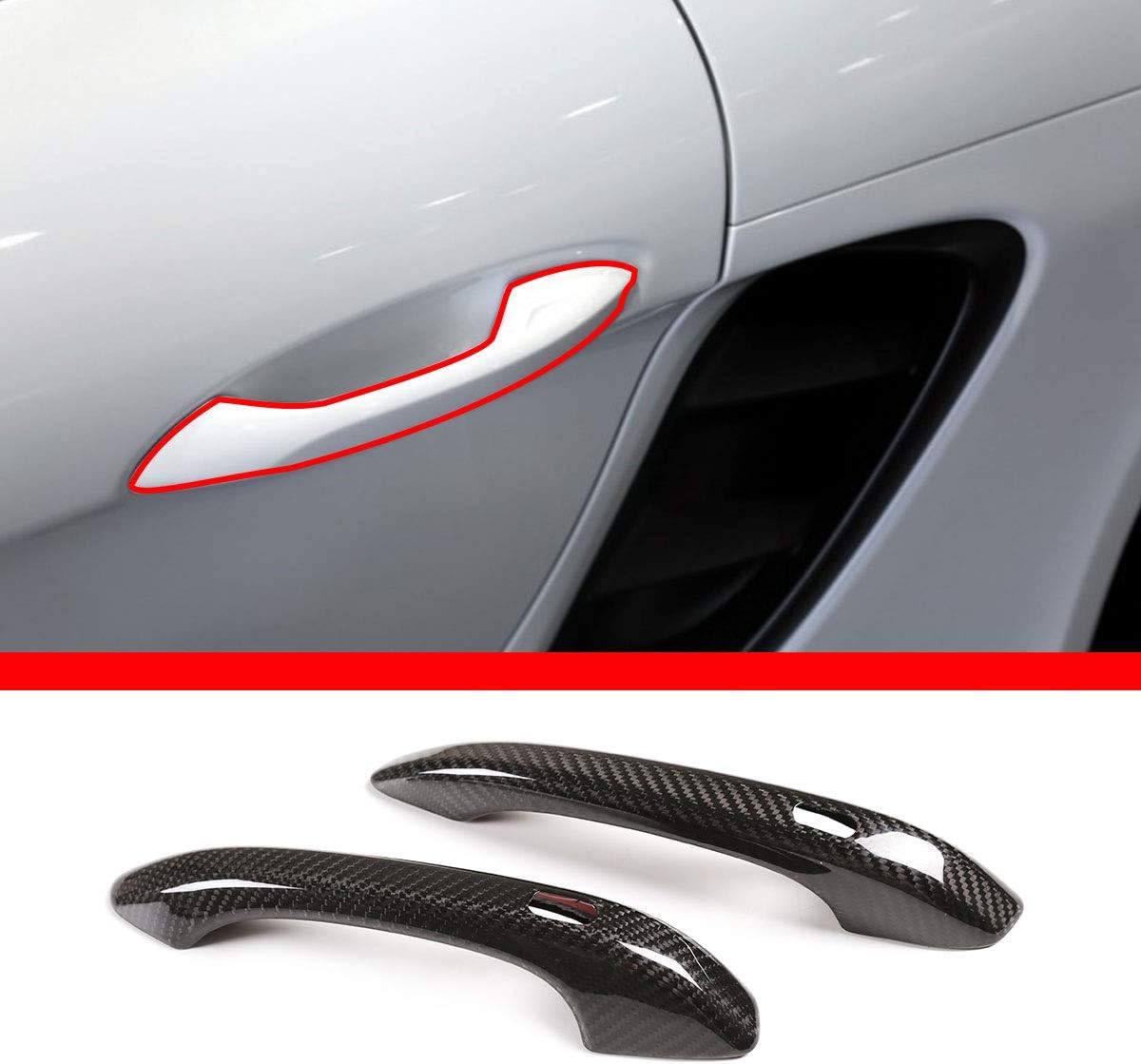 100% fibra de carbono real manija de puerta de coche cubierta ajuste 2 piezas para Porsche 718 911 2016-2020 Auto Exterior Accesorios (con agujeros)