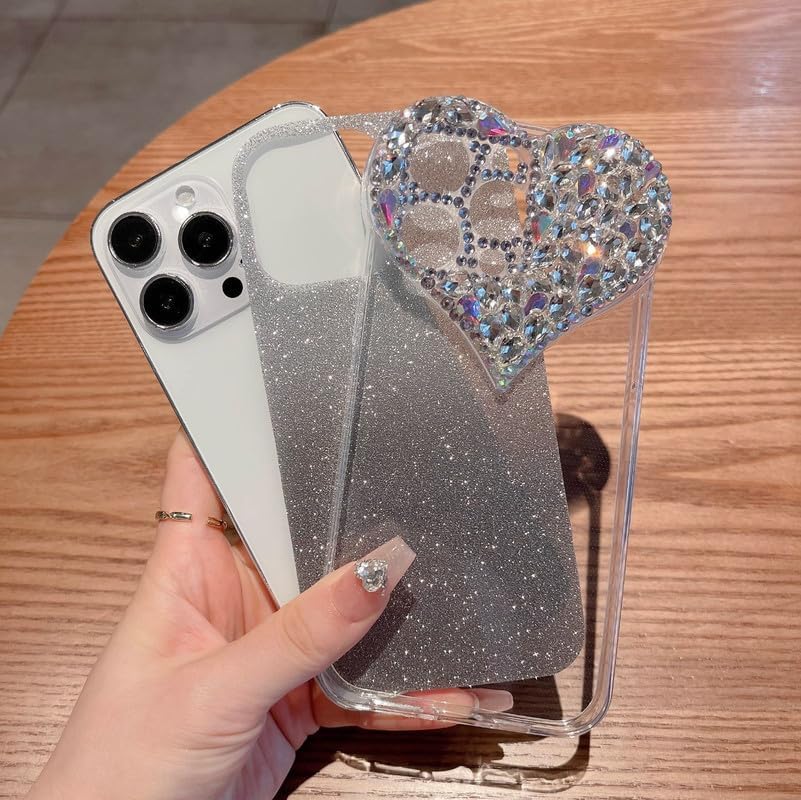 Funda holográfica con purpurina compatible con iPhone 15 Pro Max, funda protectora suave a prueba de golpes para mujeres y niñas