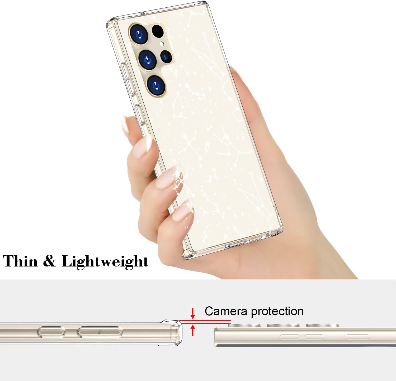 ICEDIO Funda para Samsung Galaxy S23 Ultra, delgada funda transparente con diseños de moda para niñas y mujeres, funda protectora duradera y