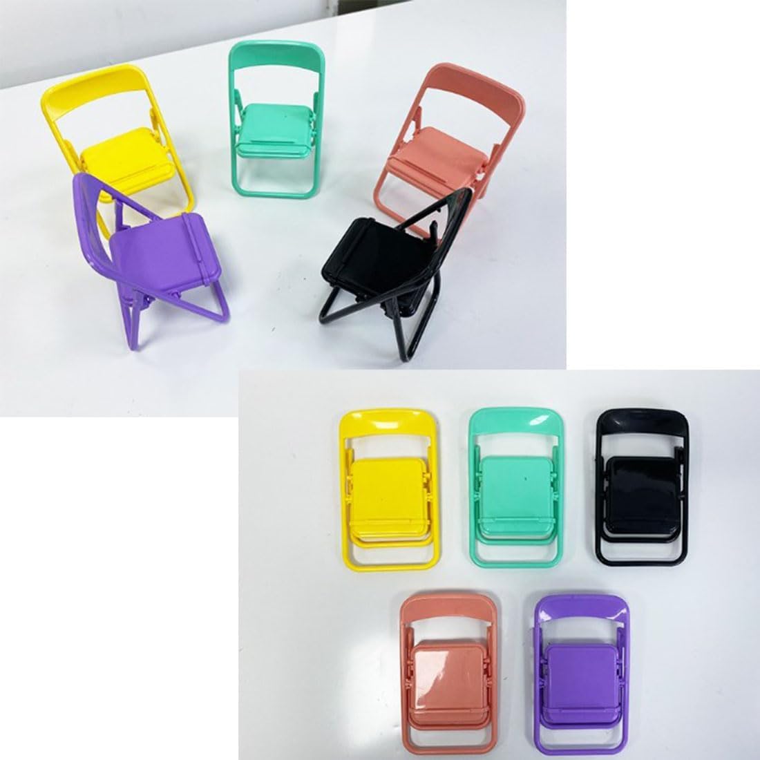 Cyauskoe Mini sillas plegables, pequeños juguetes para sillas plegables, mini soporte para teléfono, sillas plegables a escala 16, sillas plegables