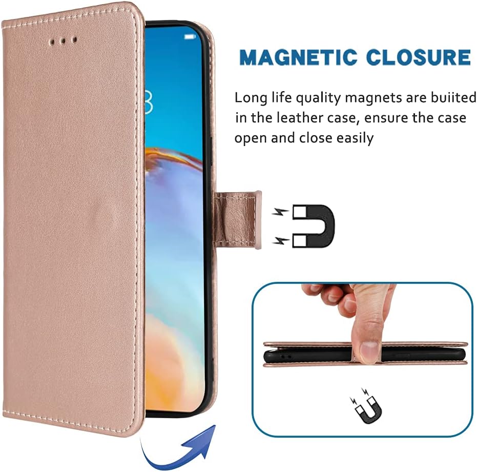 Compatible con Huawei P40 Pro – Funda tipo cartera con correa para la muñeca con cordón de cuero, soporte para tarjetas, accesorios para celulares,