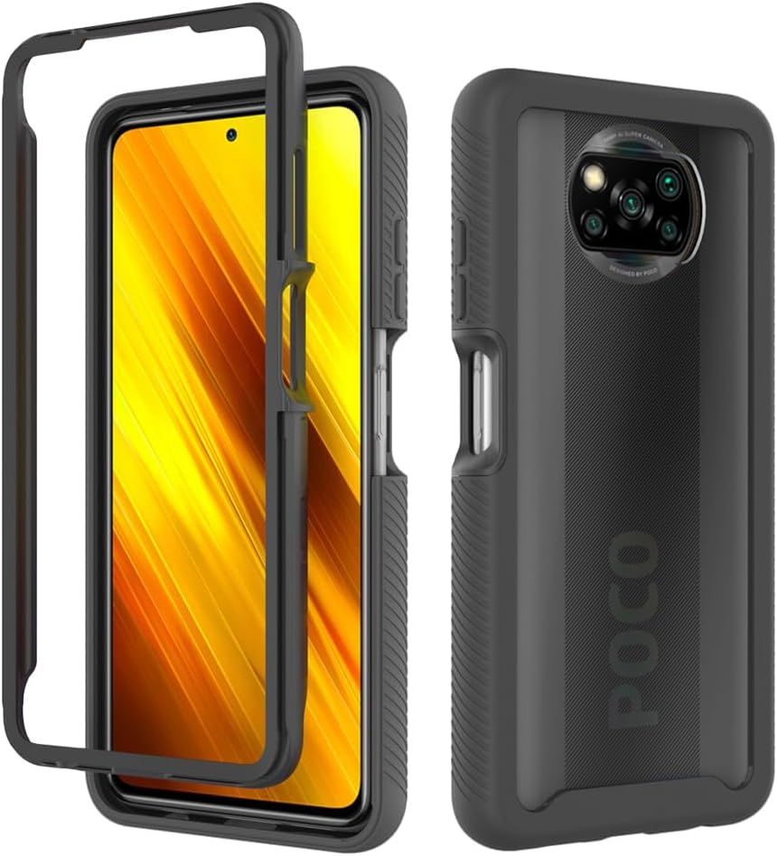 Asuwish Funda de teléfono para Xiaomi Poco X3 ProPocoX3 NFCPoco X3 con protector de pantalla de vidrio templado híbrido resistente resistente