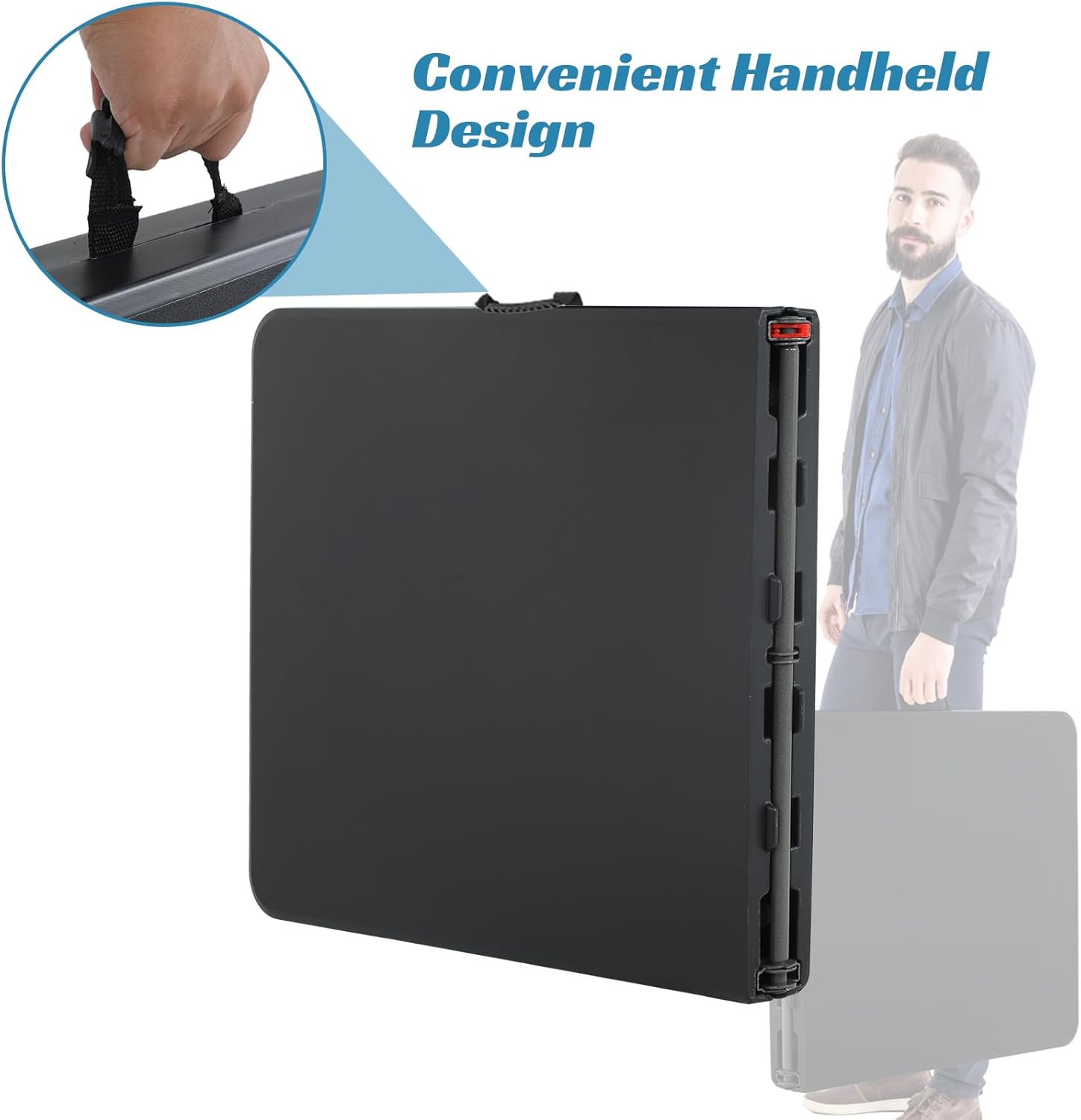 XXkseh Mesa plegable de 6 pies, mesa plegable portátil para interiores y exteriores, de plástico resistente, mesa de picnic con función de bloqueo,
