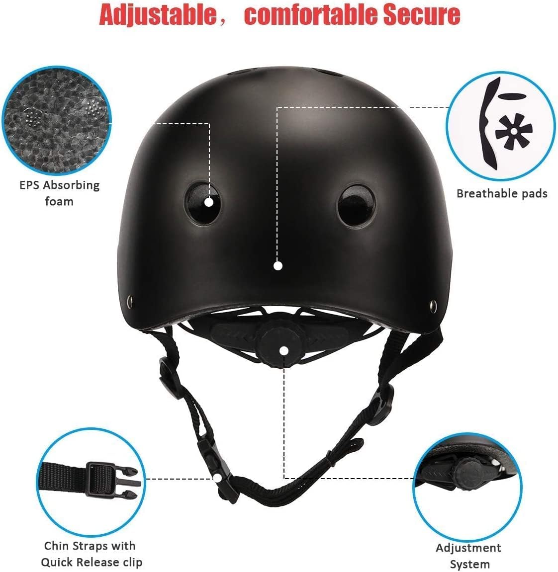 Casco de bicicleta para niños, monopatín, forro extraíble, ventilación ajustable de deportes extremos, casco protector de seguridad para niños y