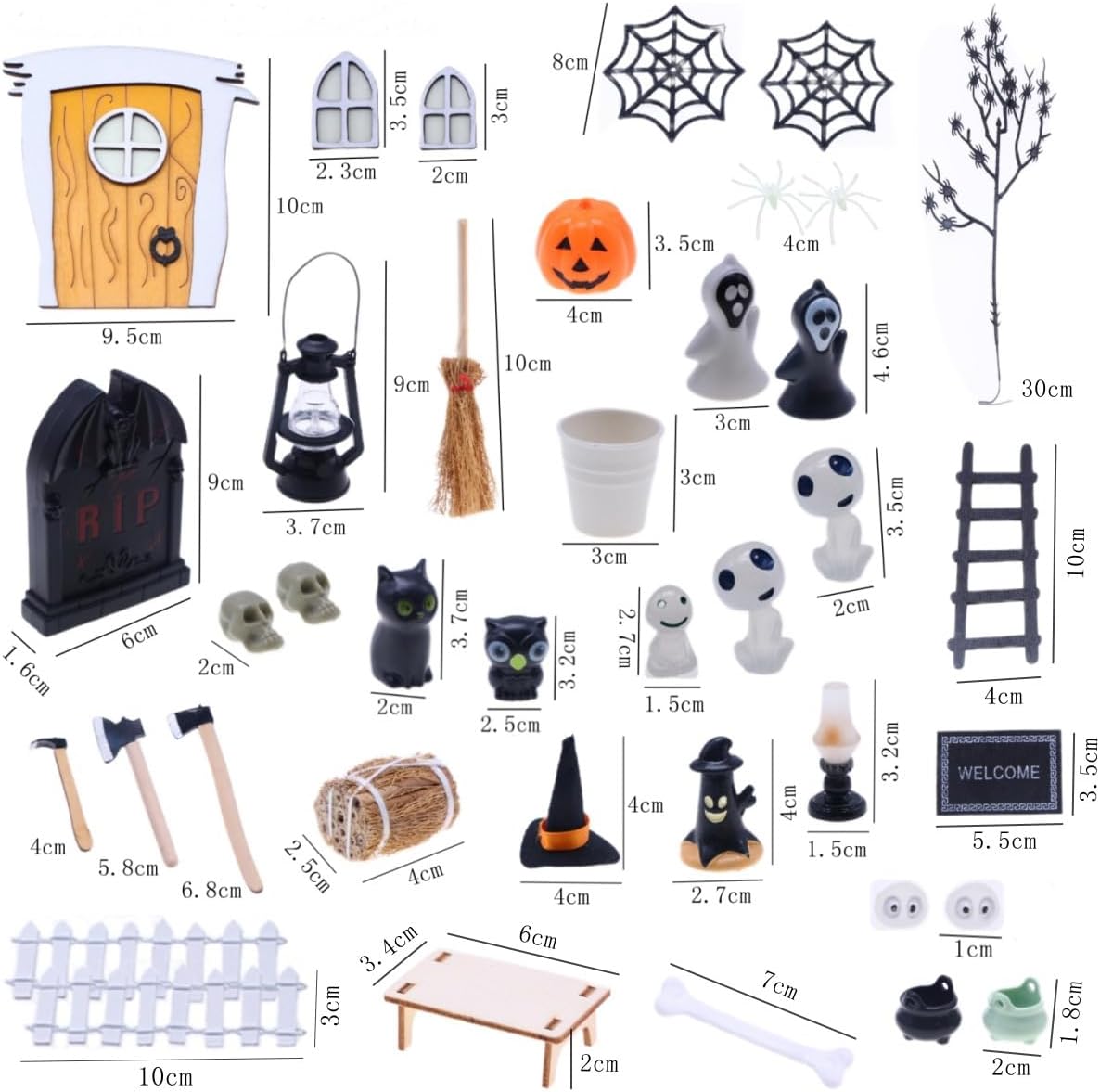 BinaryABC Casa de muñecas de Halloween, accesorios de jardín en miniatura, accesorios de jardín de hadas de Halloween, accesorios de pueblo de
