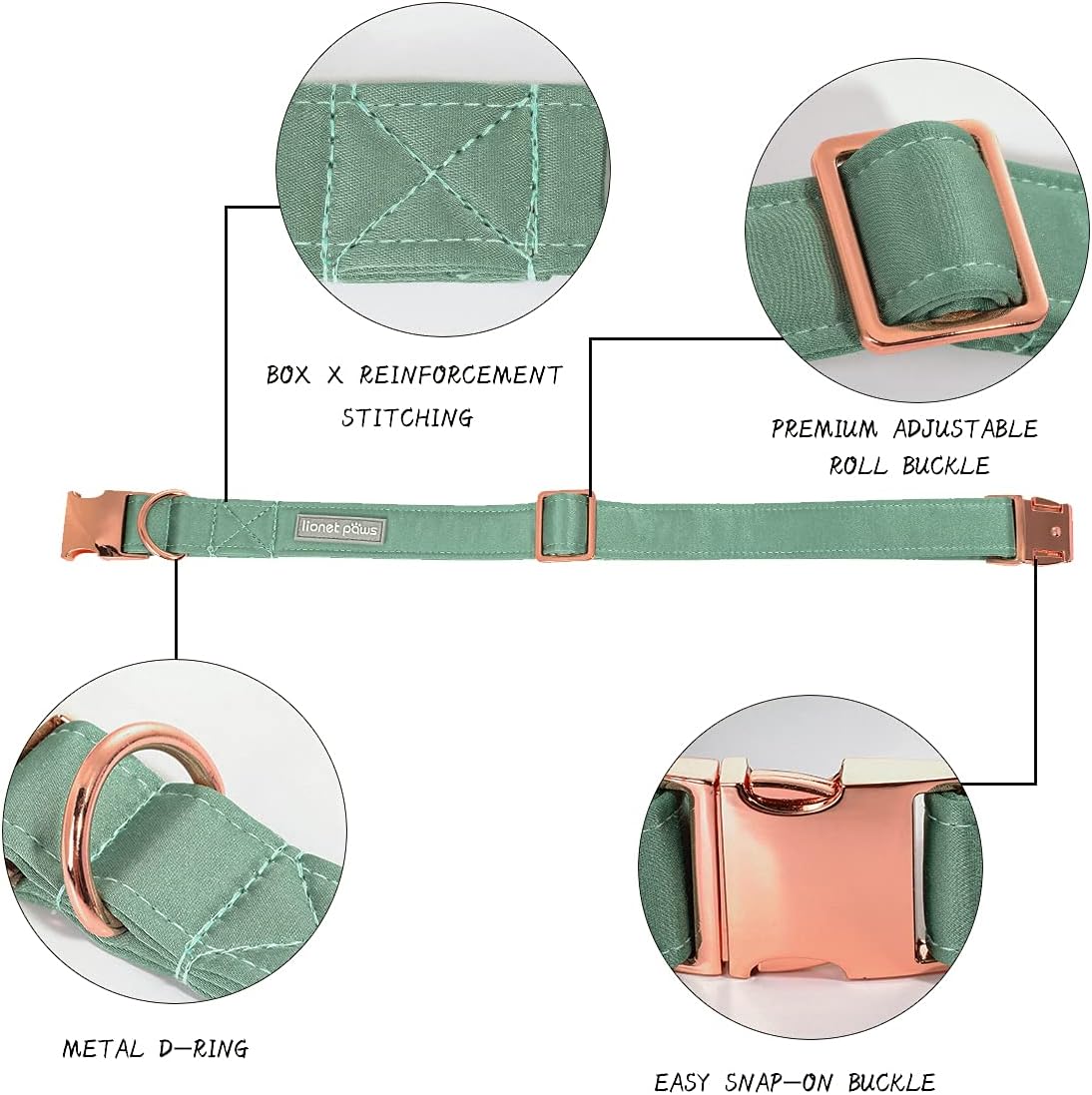 Lionet Paws Collar de perro con pajarita, cómodo collar de seda verde para perro con pajarita desmontable para cachorros y gatos, cuello de 8 a 12