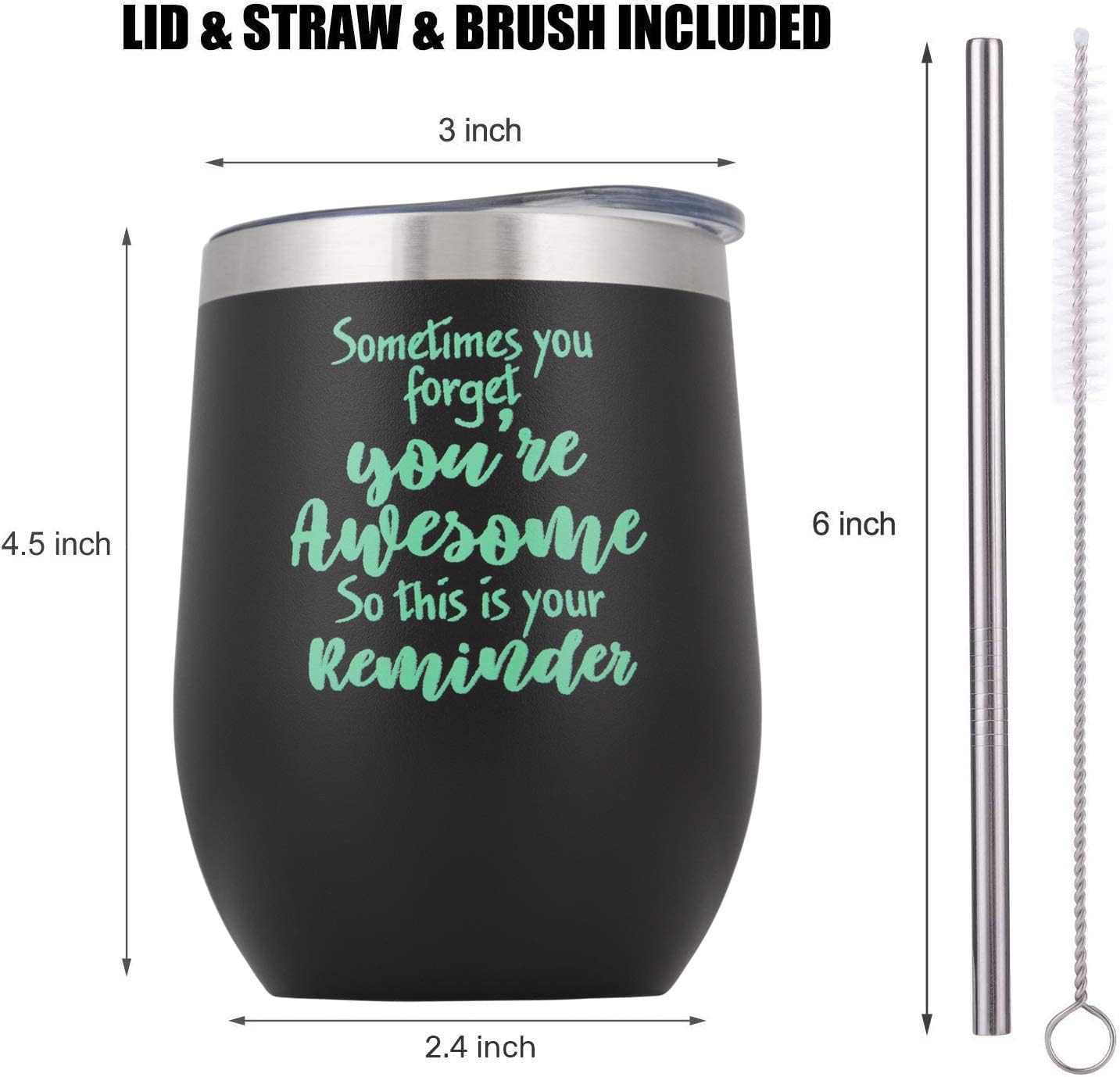 Vaso de vino con frase “You’re Awesome con refranes para mujeres, regalos de agradecimiento”, regalos inspiradores para mujeres, ella, mejor amiga,