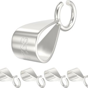 OHINGLT Fianzas de plata de ley 925 para colgantes con cierre abierto, fianzas de joyería para colgantes, conectores deslizantes para collares, OHINGLT Fianzas de plata de ley 925 para colgantes con cierre abierto, fianzas de joyería para colgantes, conectores deslizantes para collares,