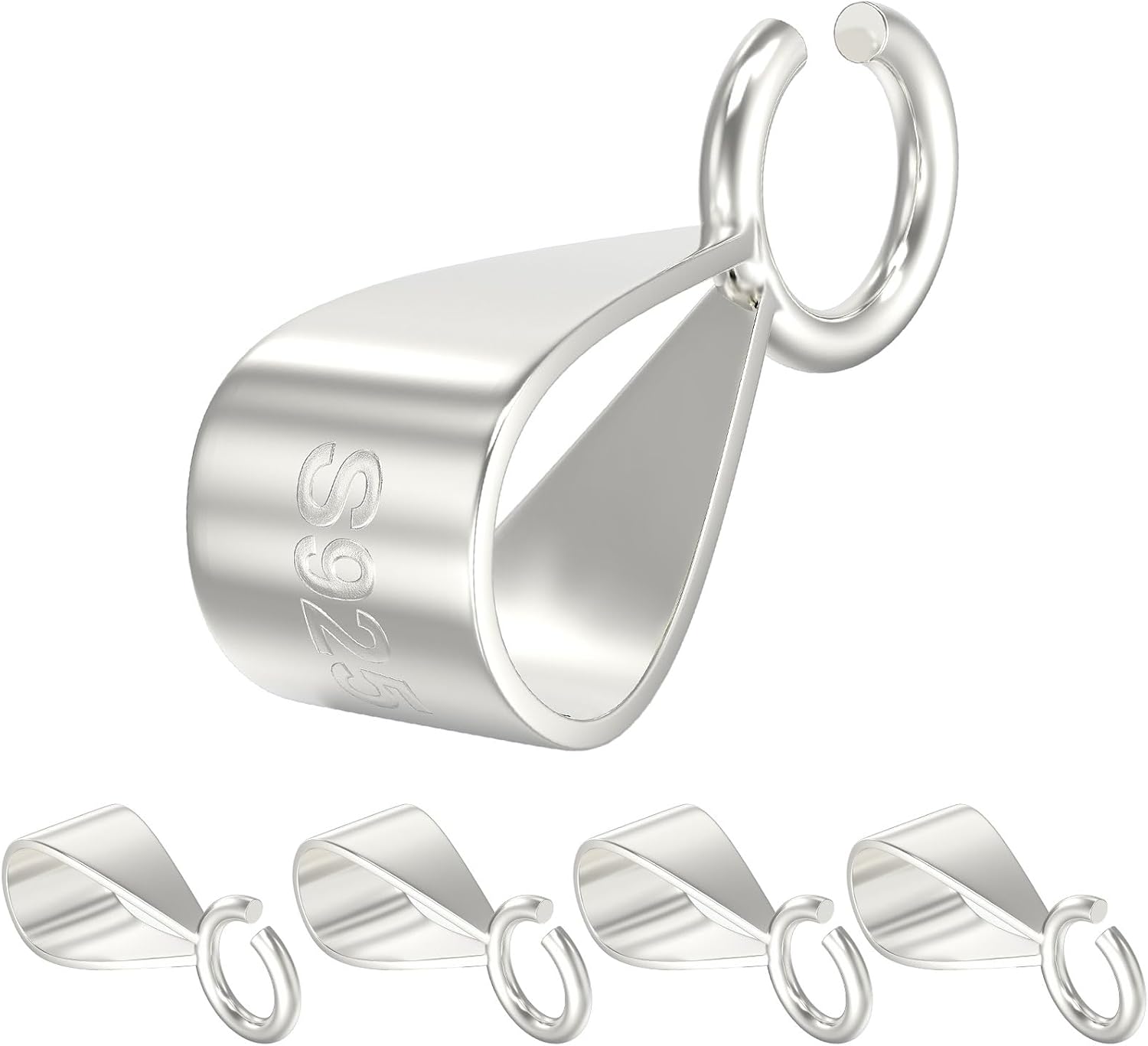 OHINGLT Fianzas de plata de ley 925 para colgantes con cierre abierto, fianzas de joyería para colgantes, conectores deslizantes para collares,