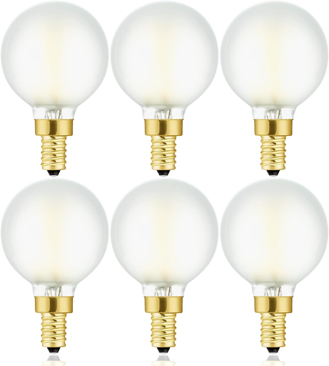 LEOOLS Bombillas LED esmeriladas E12, bombillas de candelabro regulables de 40 W, 2700 K, blanco cálido, G16.5, 4 W, E12 g50, globo vintage,
