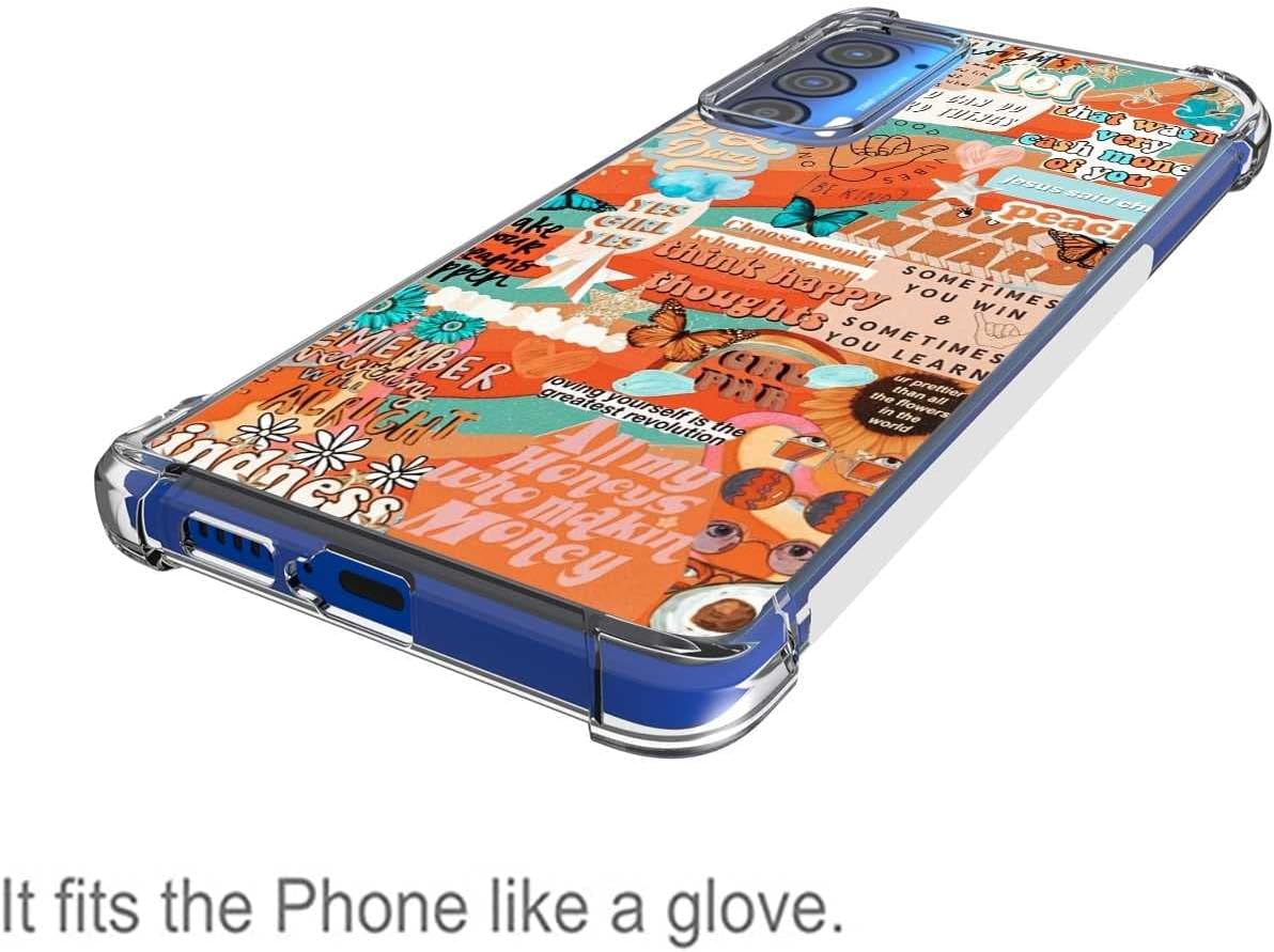 Compatible con Moto Edge 2021Edge 5G UW, citas estéticas de collage positivo, diseño gráfico de moda para Moto Case para mujeres y niñas, funda