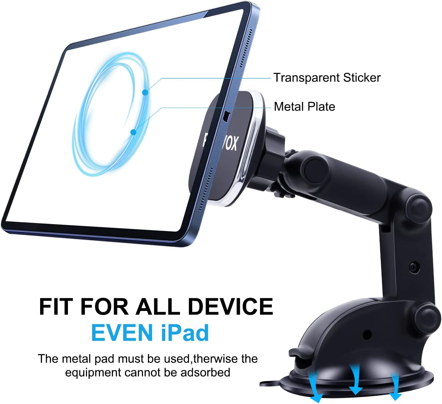 Soporte magnético para teléfono para automóvil, soporte universal para parabrisas de automóvil con ventosa mejorada de 3.2 pulgadas, 8 imanes