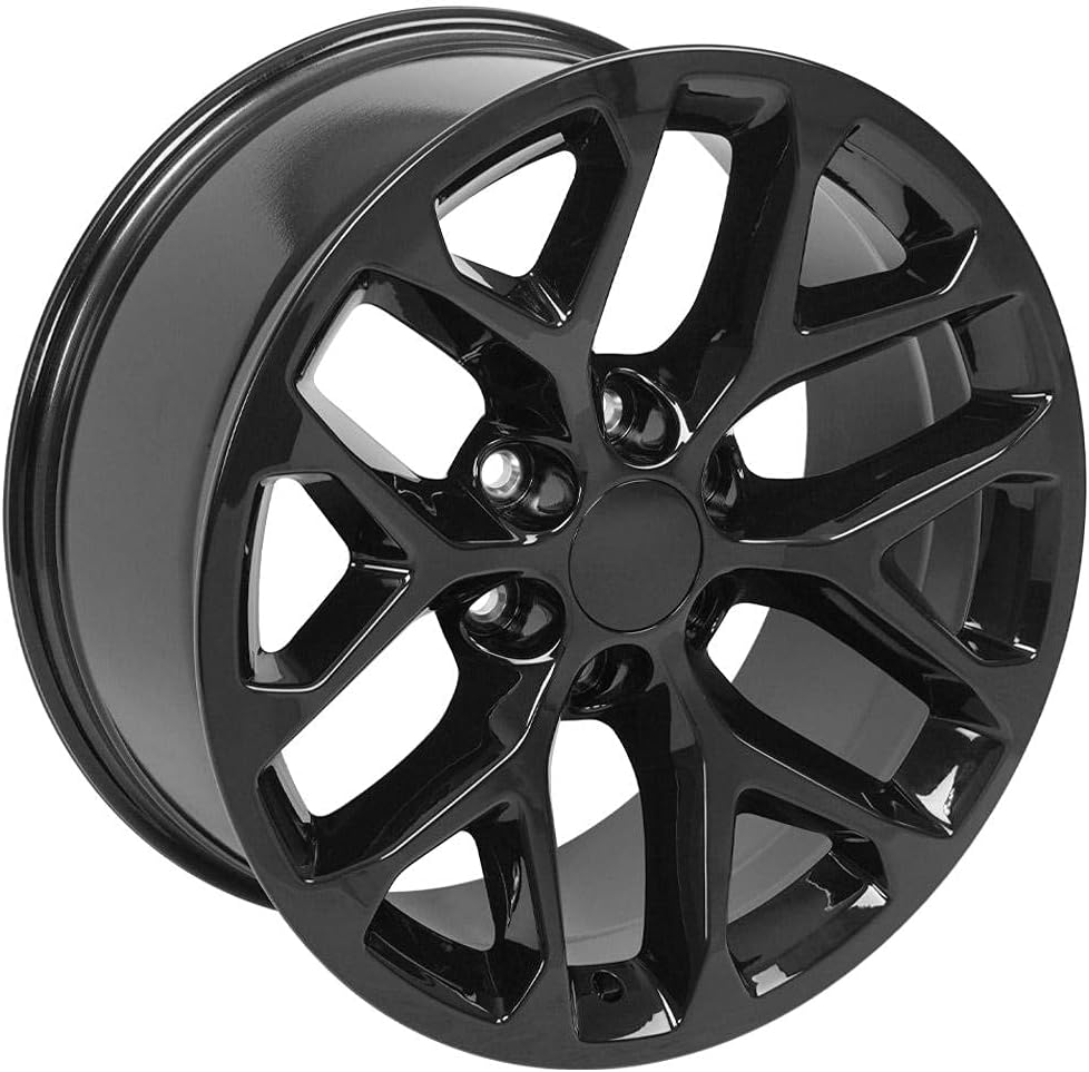 OE Wheels LLC Llanta de 20 pulgadas para Silverado Tahoe Sierra Yukon Escalade Snowflake Wheel CV98B Negro 20×9 Llanta Hollander 5668