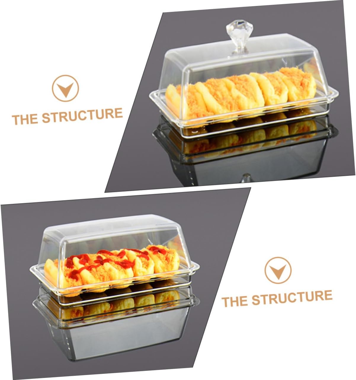 2pcs Cake Box Mantequilla Plato con tapa Caja de almacenamiento de acrílico –