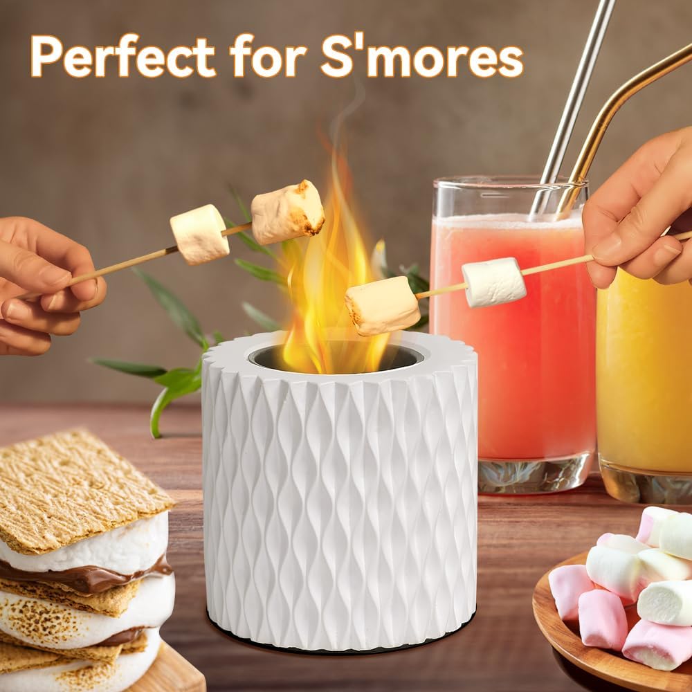 Cuenco para hoguera de mesa, hoguera de larga duración para interiores, chimenea de mesa portátil, mini hoguera con tapa de extinción de incendios,