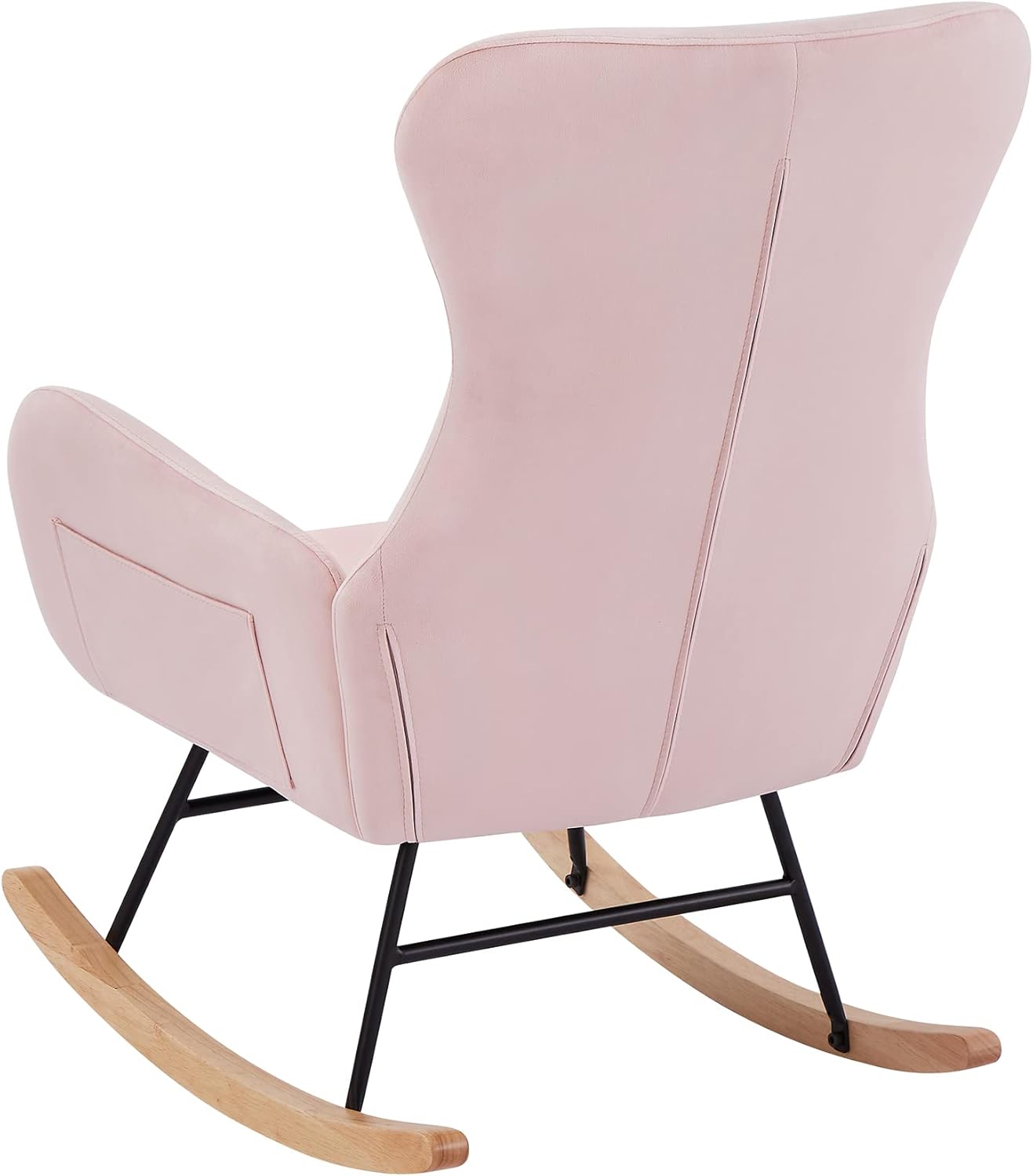 Olela Mecedora para guardería, mecedora tapizada de peluche, asiento acolchado con respaldo alto y bolsillo lateral para sala de estar, dormitorio,
