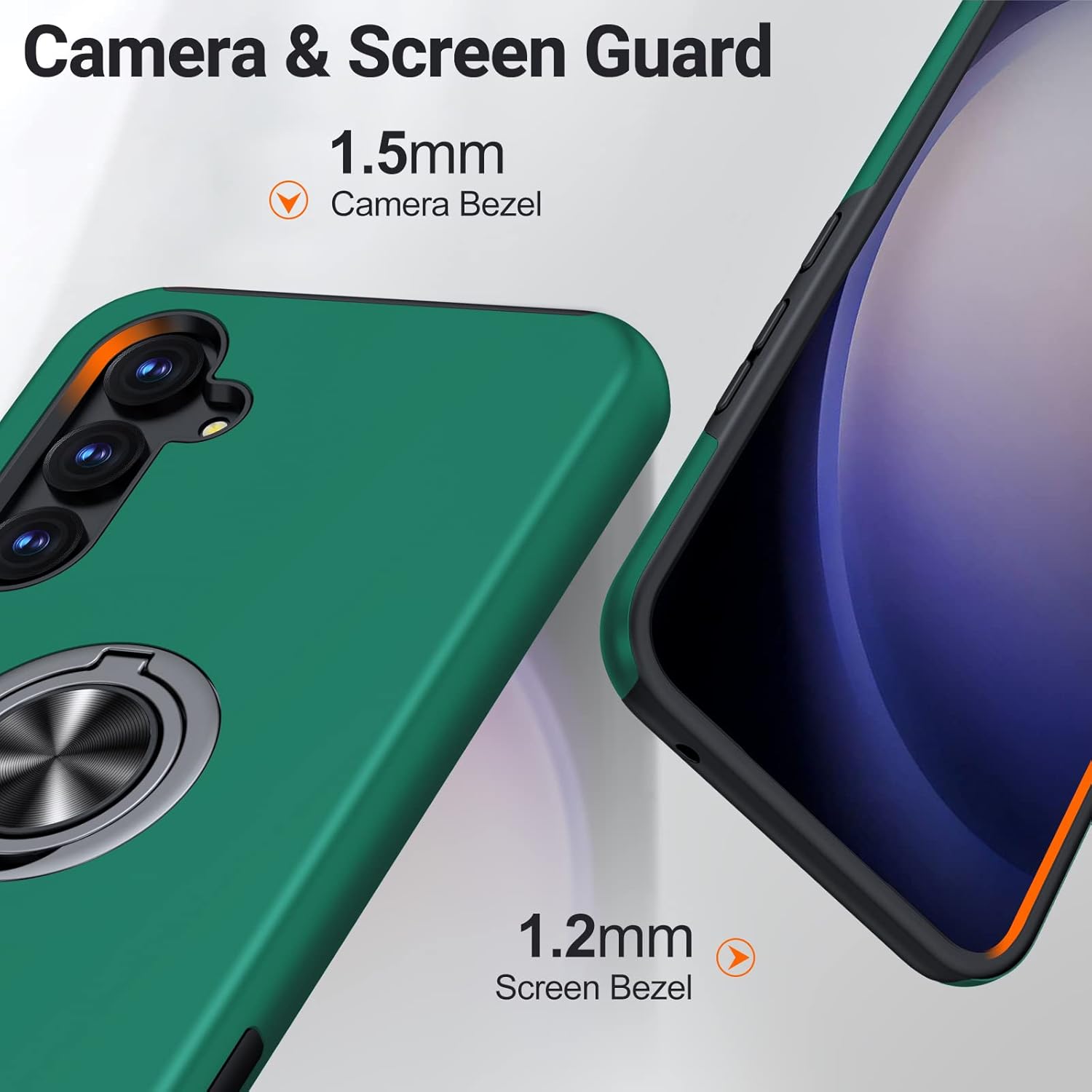 JAME Funda para Samsung Galaxy A54 5G, Samsung A54 5G con protector de pantalla, funda delgada y suave para A54 5G con soporte de anillo, funda de