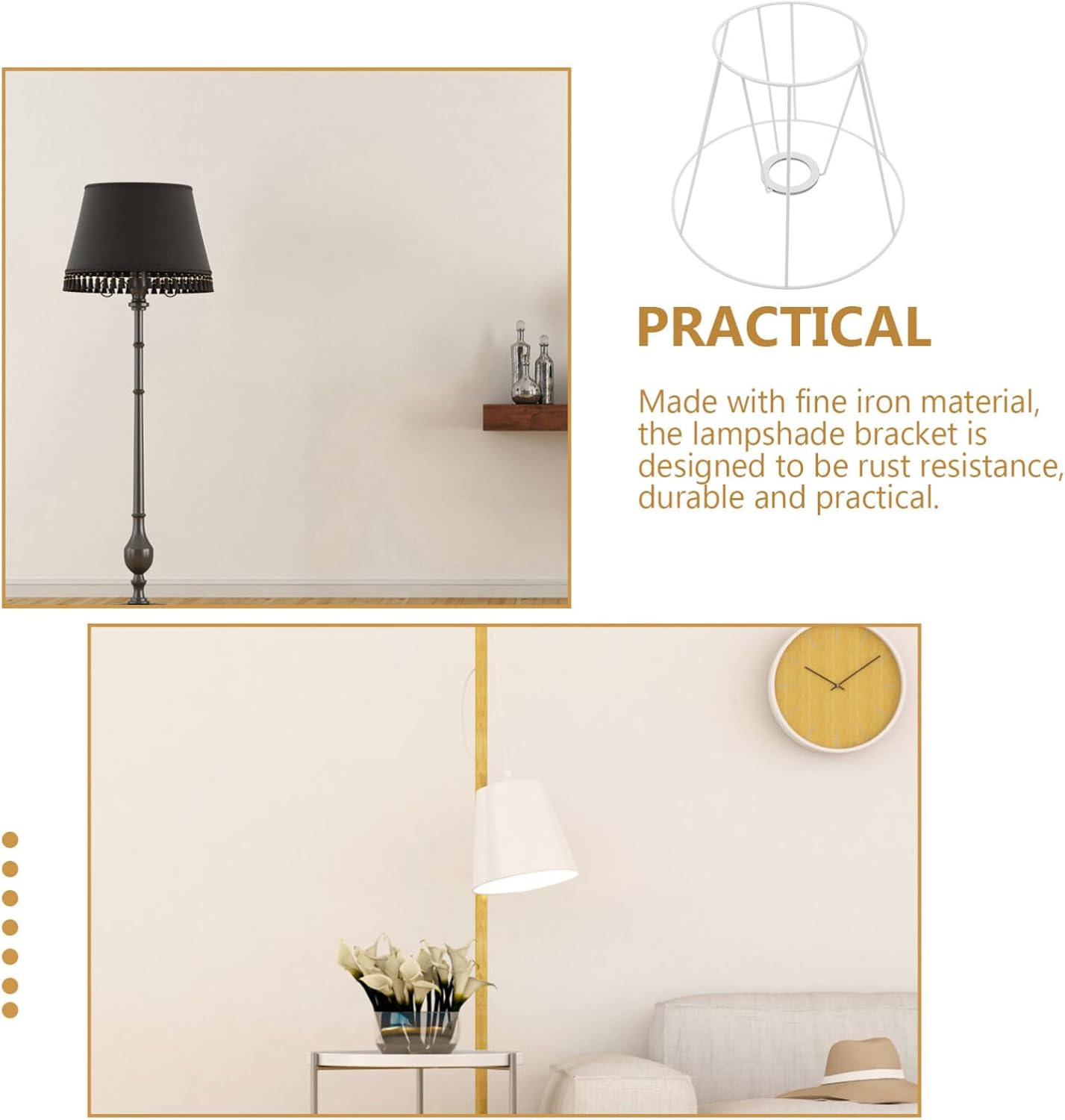 DOITOOL Pantalla Marco de lámpara colgante Pantalla de lámpara de metal Soporte de luz colgante Soporte de lámpara de mesa Soporte de lámpara de