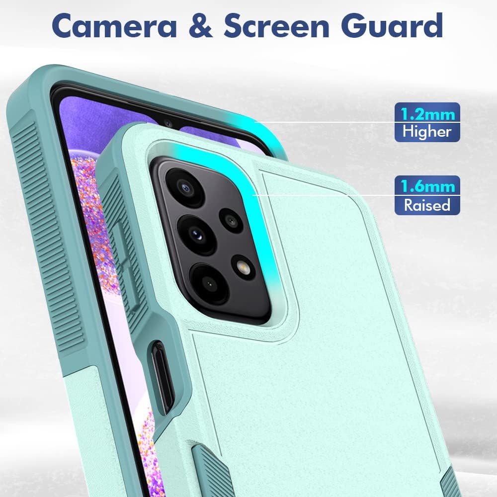 Jeylly Funda para Samsung Galaxy A23, 3 en 1, resistente cuerpo completo, resistente, protección a prueba de golpes, híbrida de goma protectora para