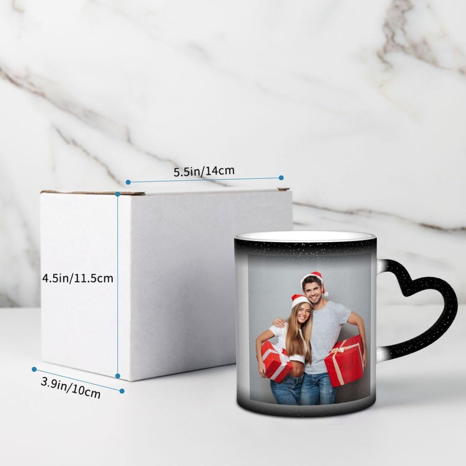 Taza mágica personalizada, taza de café con foto personalizada que cambia de color, con mango en forma de corazón, taza de cerámica, regalo para