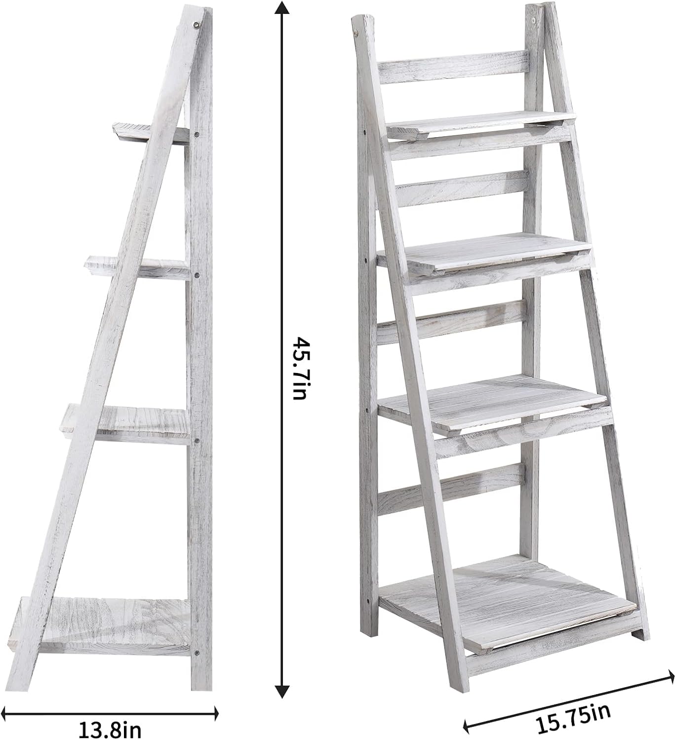 ECOMEX Estantería plegable de 4 niveles para el hogar, dormitorio, oficina, pintura blanca