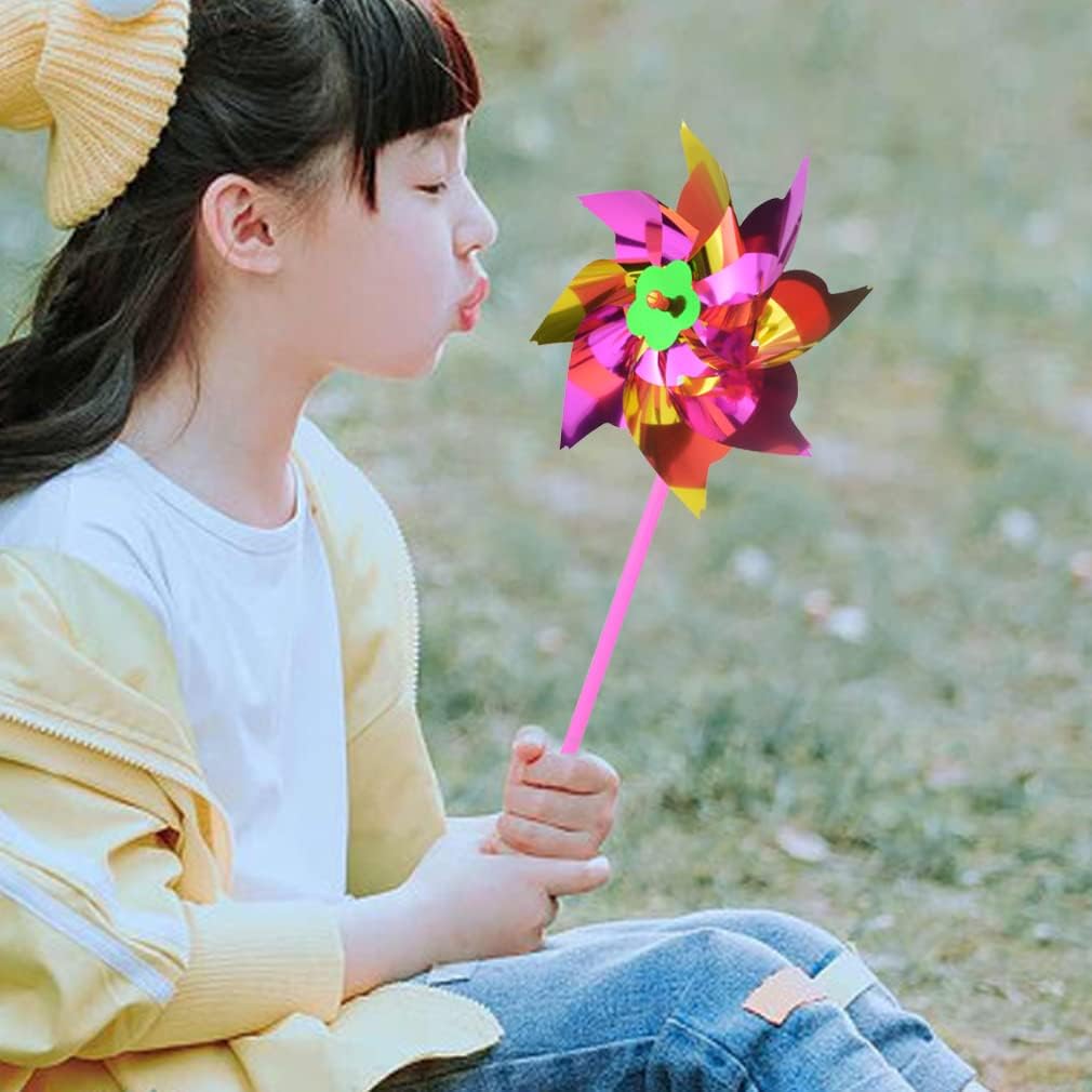 50 molinetes de plástico de arcoíris, molino de viento, molinillos de fiesta, juego de molinetes de bricolaje para niños, juguete para jardín,
