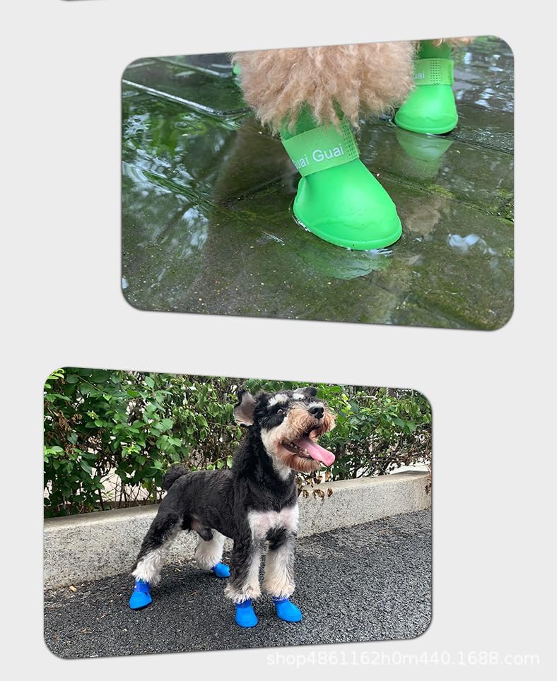 Botas de lluvia de goma antideslizantes y impermeables de colores de caramelo para perros (azul, XXL)